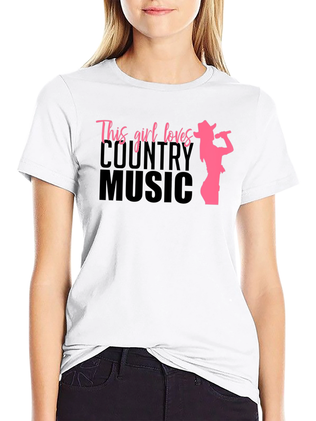 Country Music Girl Graphic Tee - Black