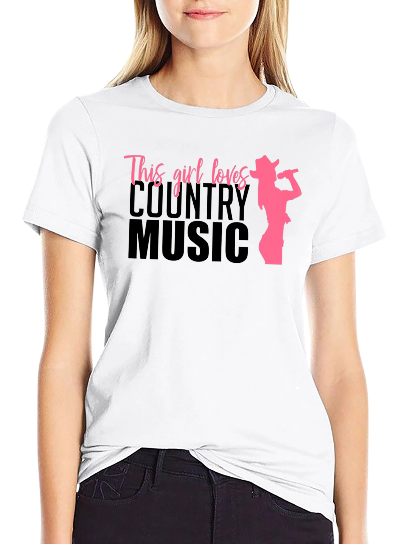 Country Music Girl Graphic Tee - Black