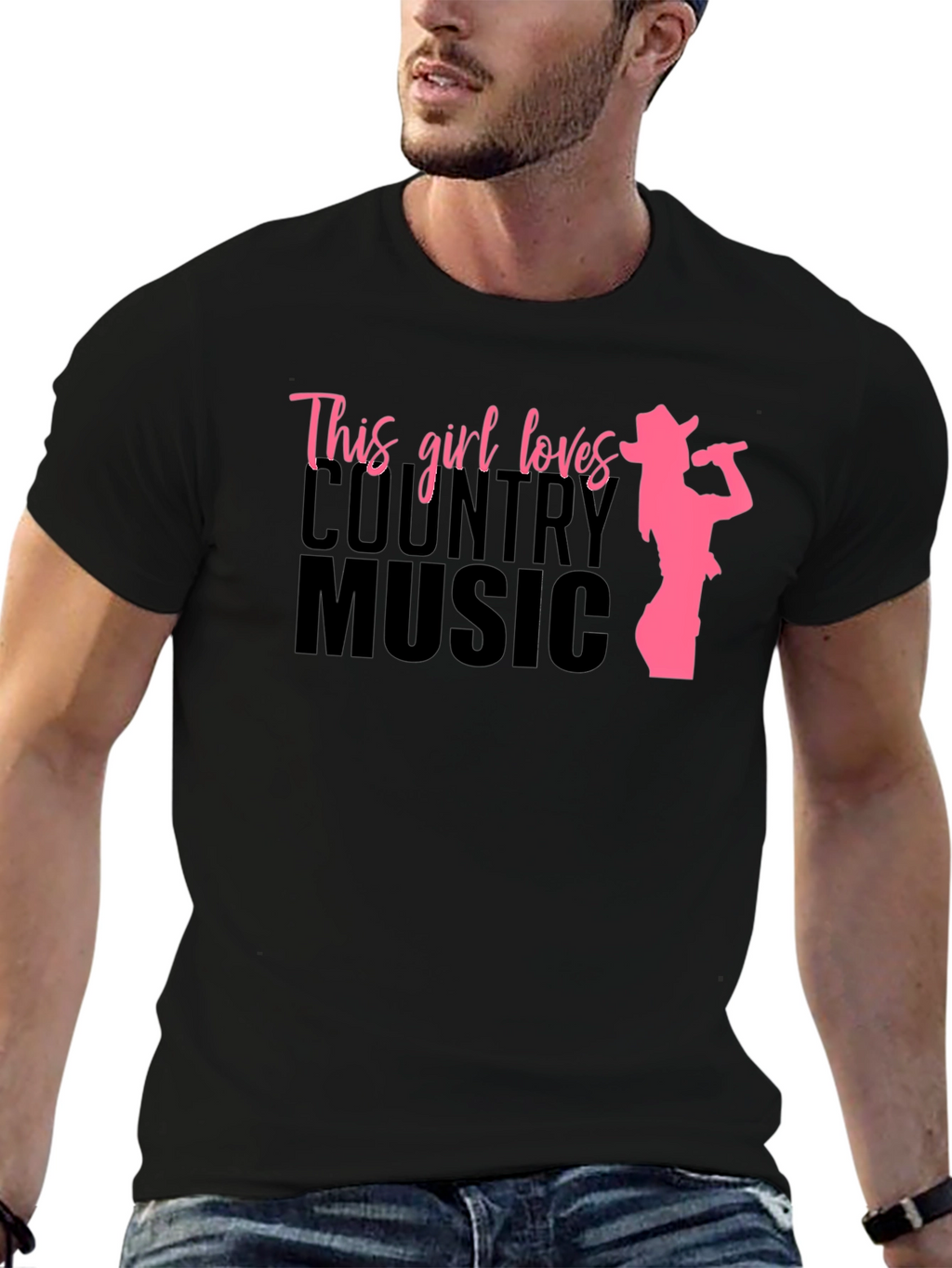 Country Music Girl Graphic Tee - Black
