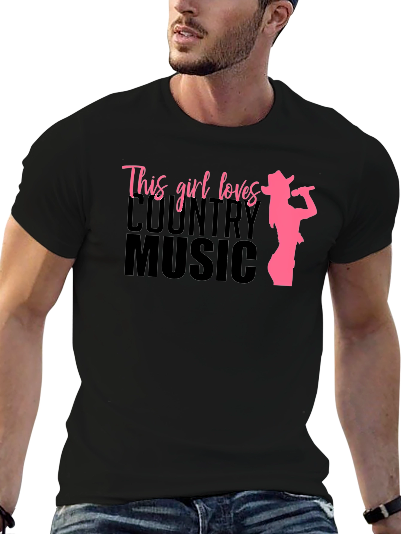 Country Music Girl Graphic Tee - Black