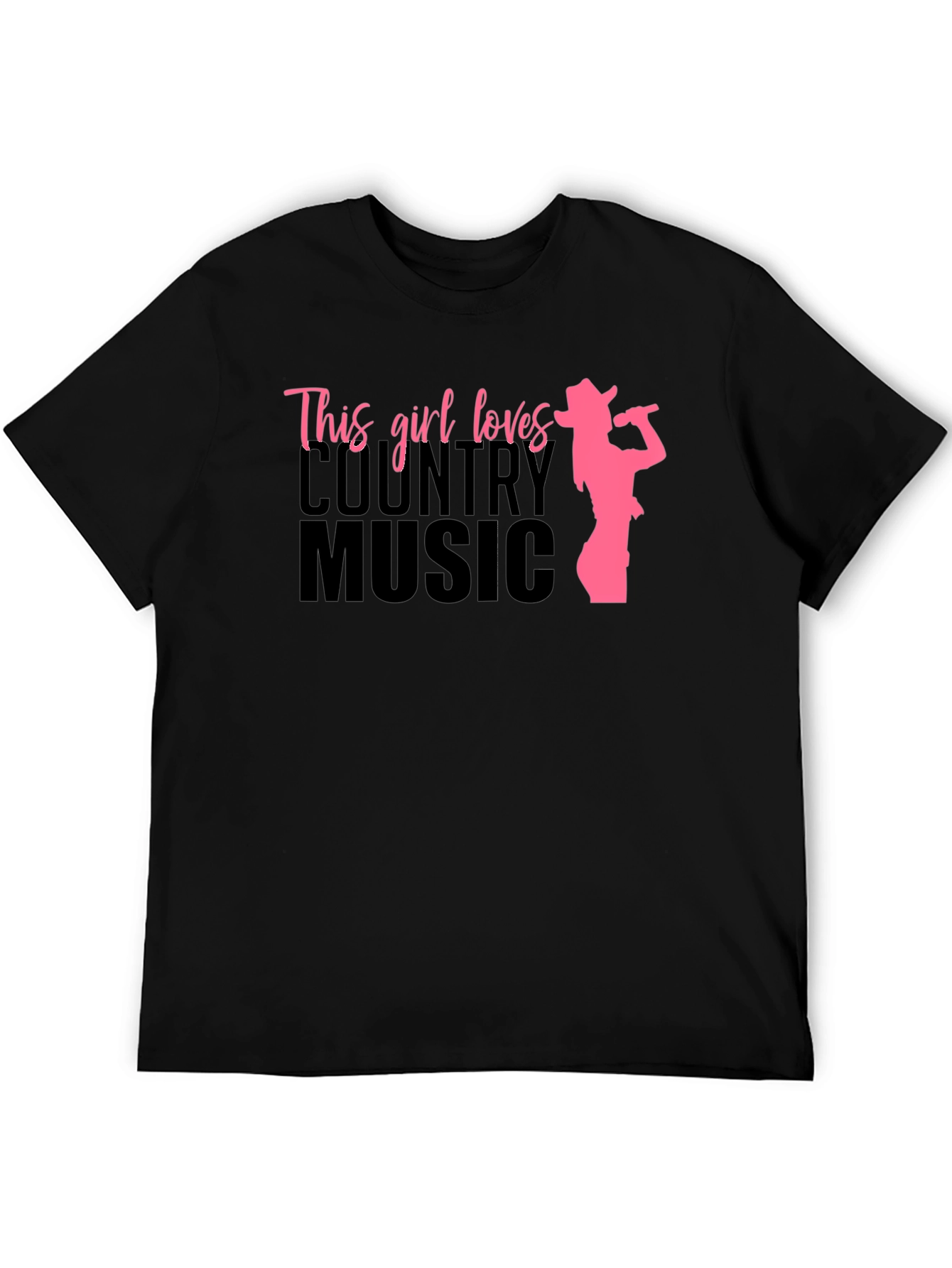 Country Music Girl Graphic Tee - Black