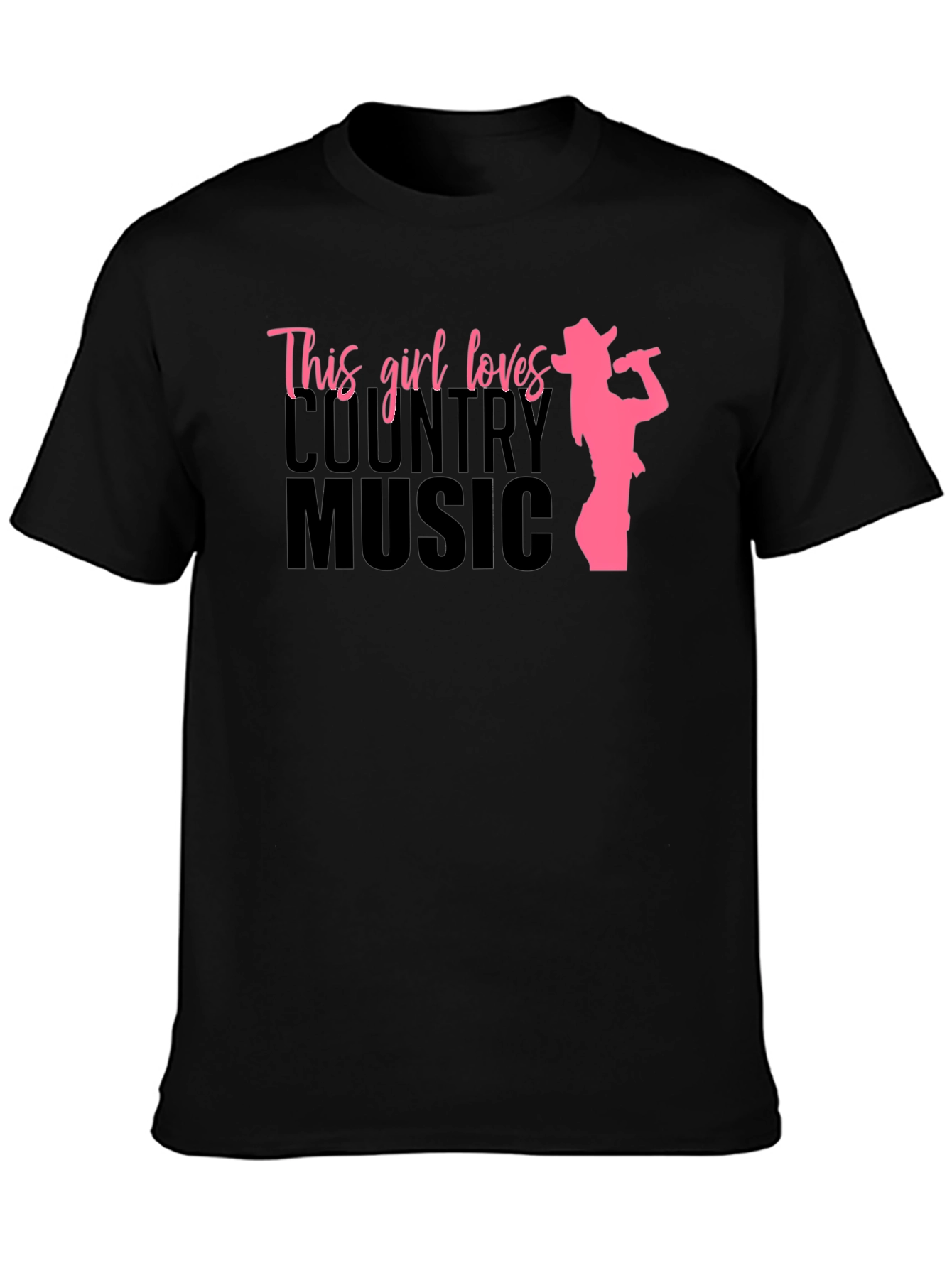Country Music Girl Graphic Tee - Black