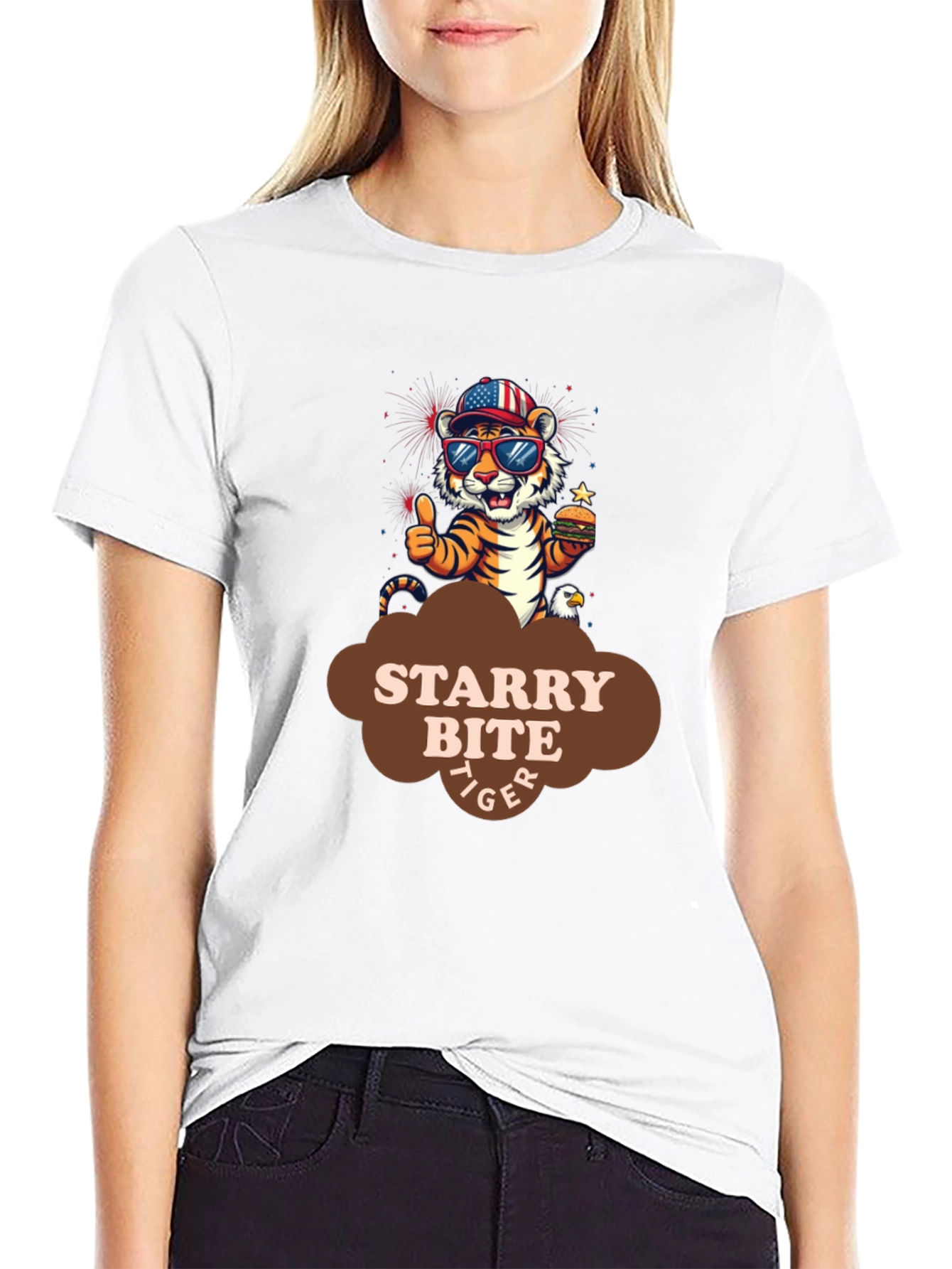Starry Bite Tiger Graphic Tee - Stylish Comfort