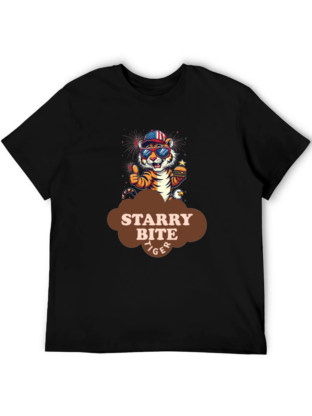Starry Bite Tiger Graphic Tee - Stylish Comfort