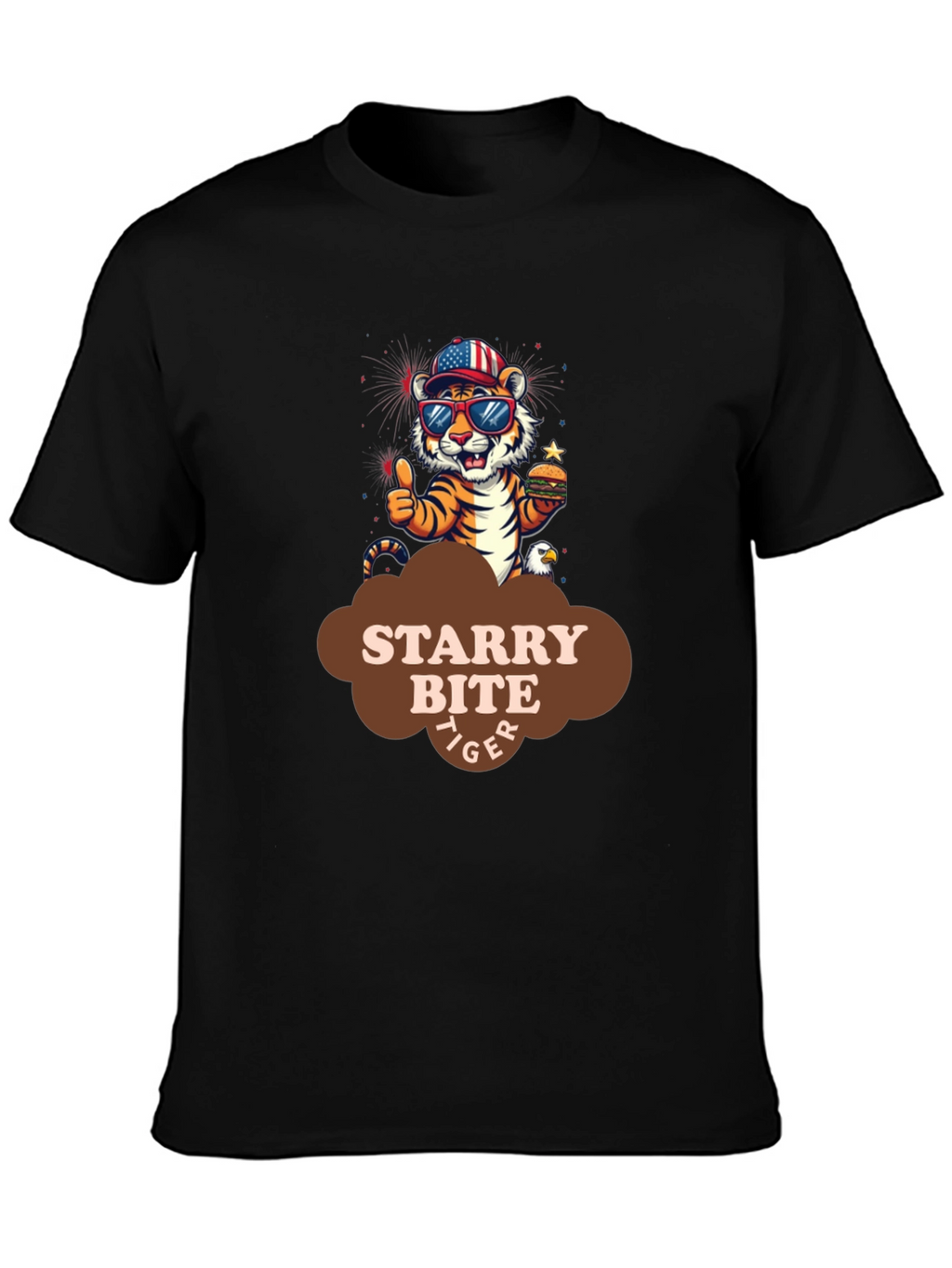 Starry Bite Tiger Graphic Tee - Stylish Comfort