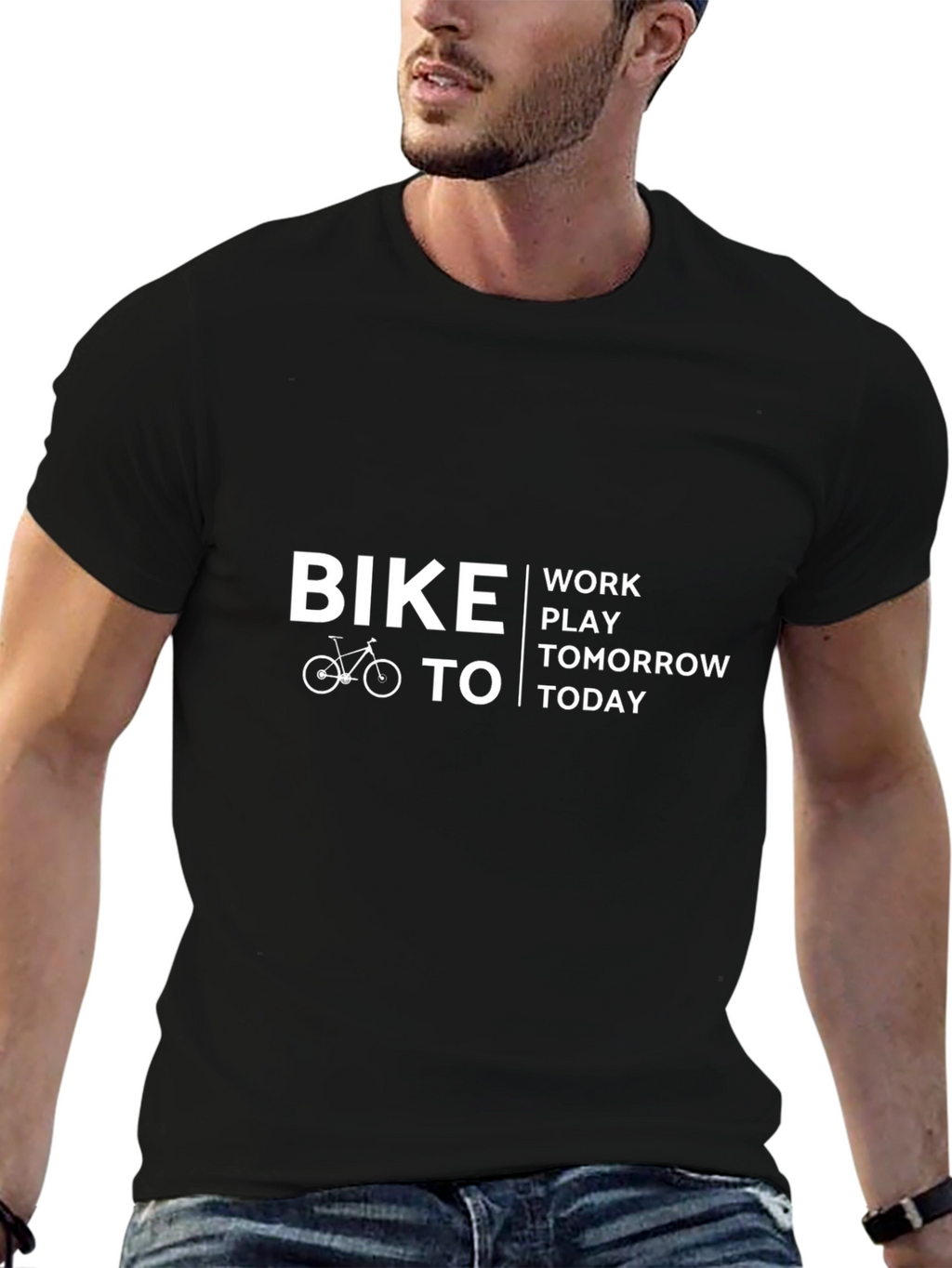 Bike To Work Tomorrow Today Graphic Tee