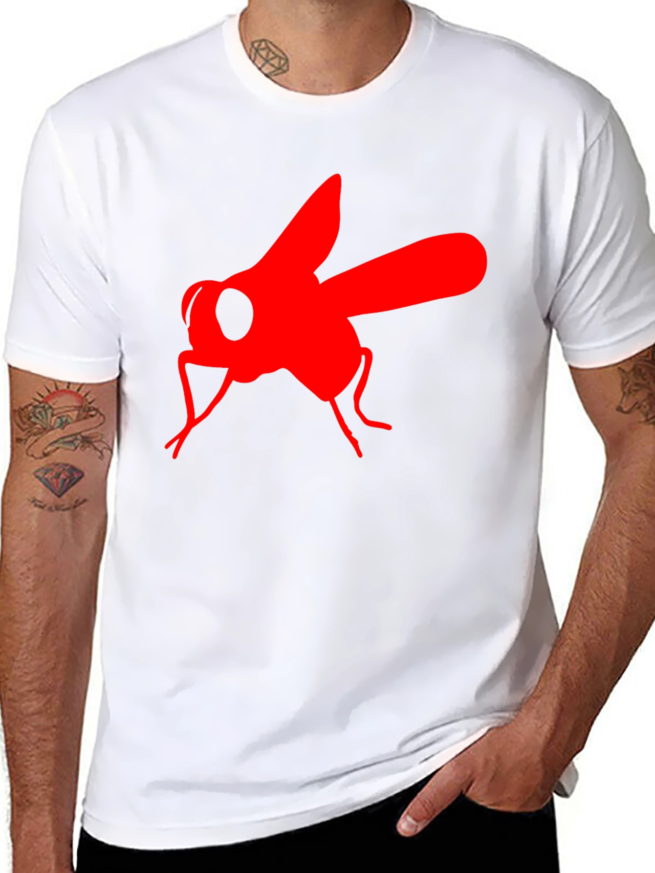 Bold Fly Graphic Tee - Black Cotton T-Shirt
