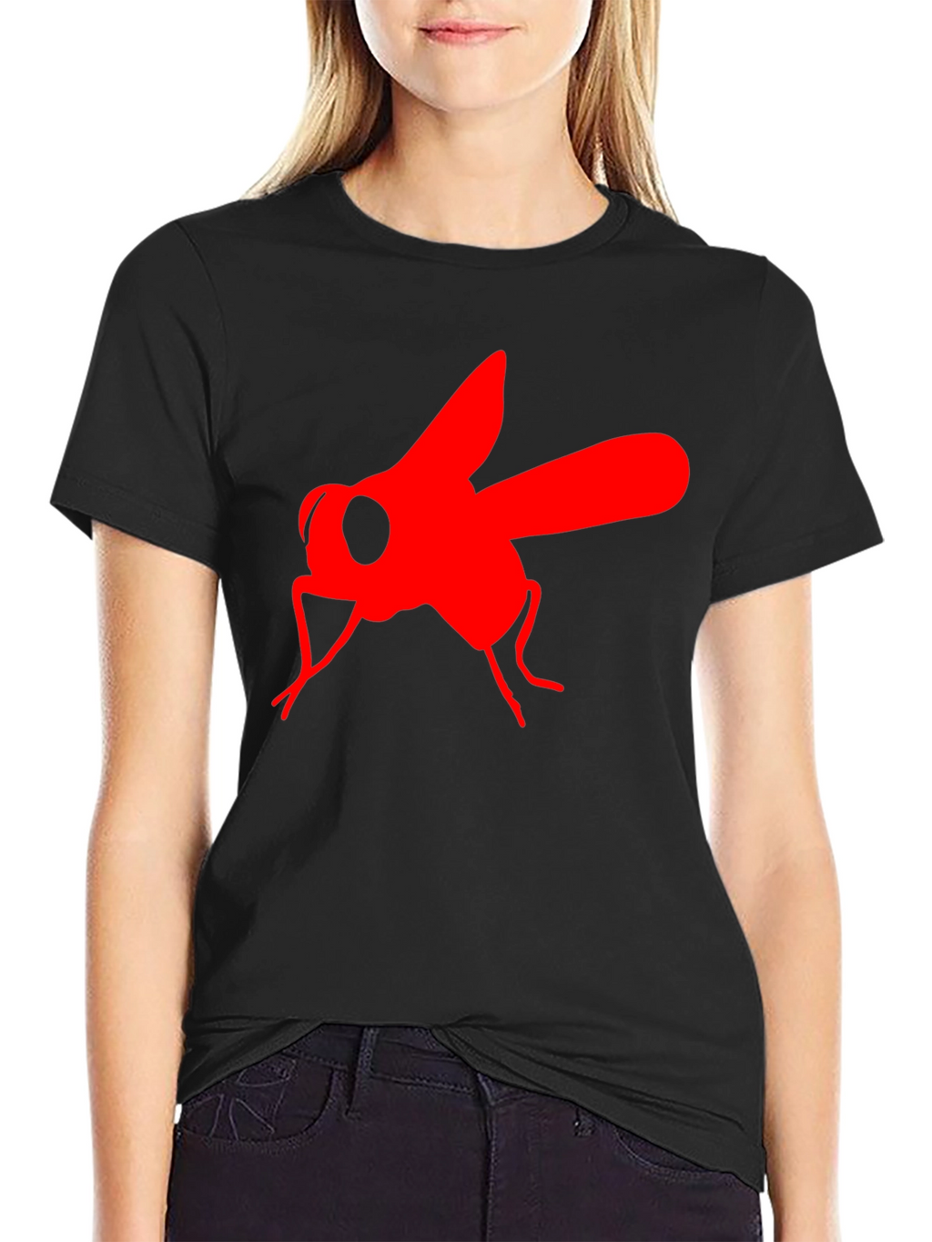 Bold Fly Graphic Tee - Black Cotton T-Shirt