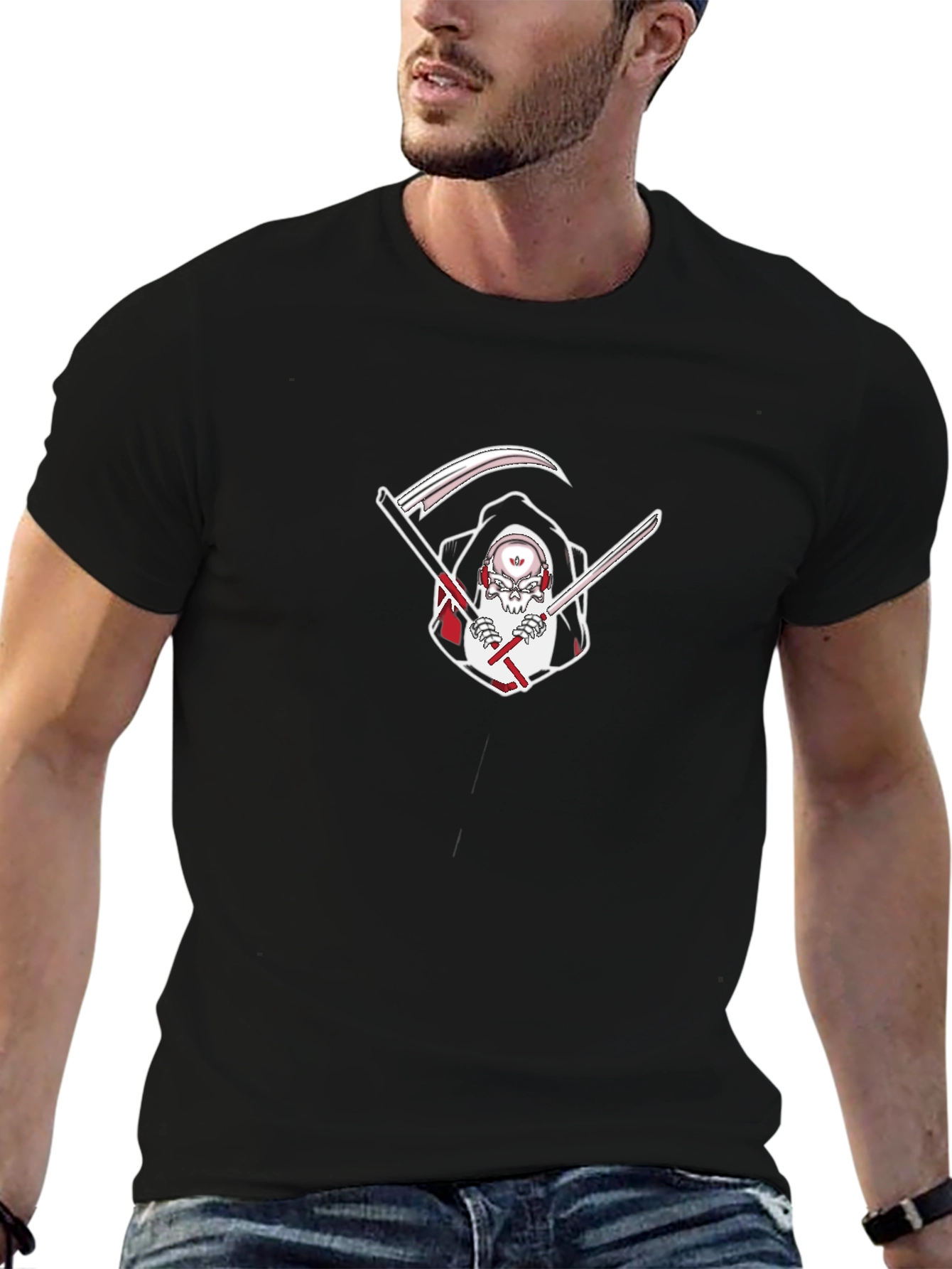 Reaper Graphic Tee - Edgy Skull Grim Reaper T-Shirt
