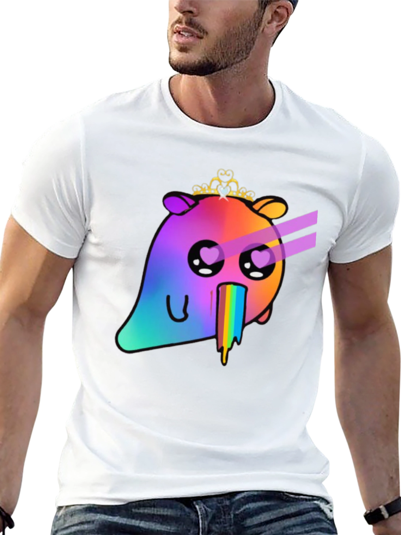 Rainbow Vomit Bear T-Shirt - Black