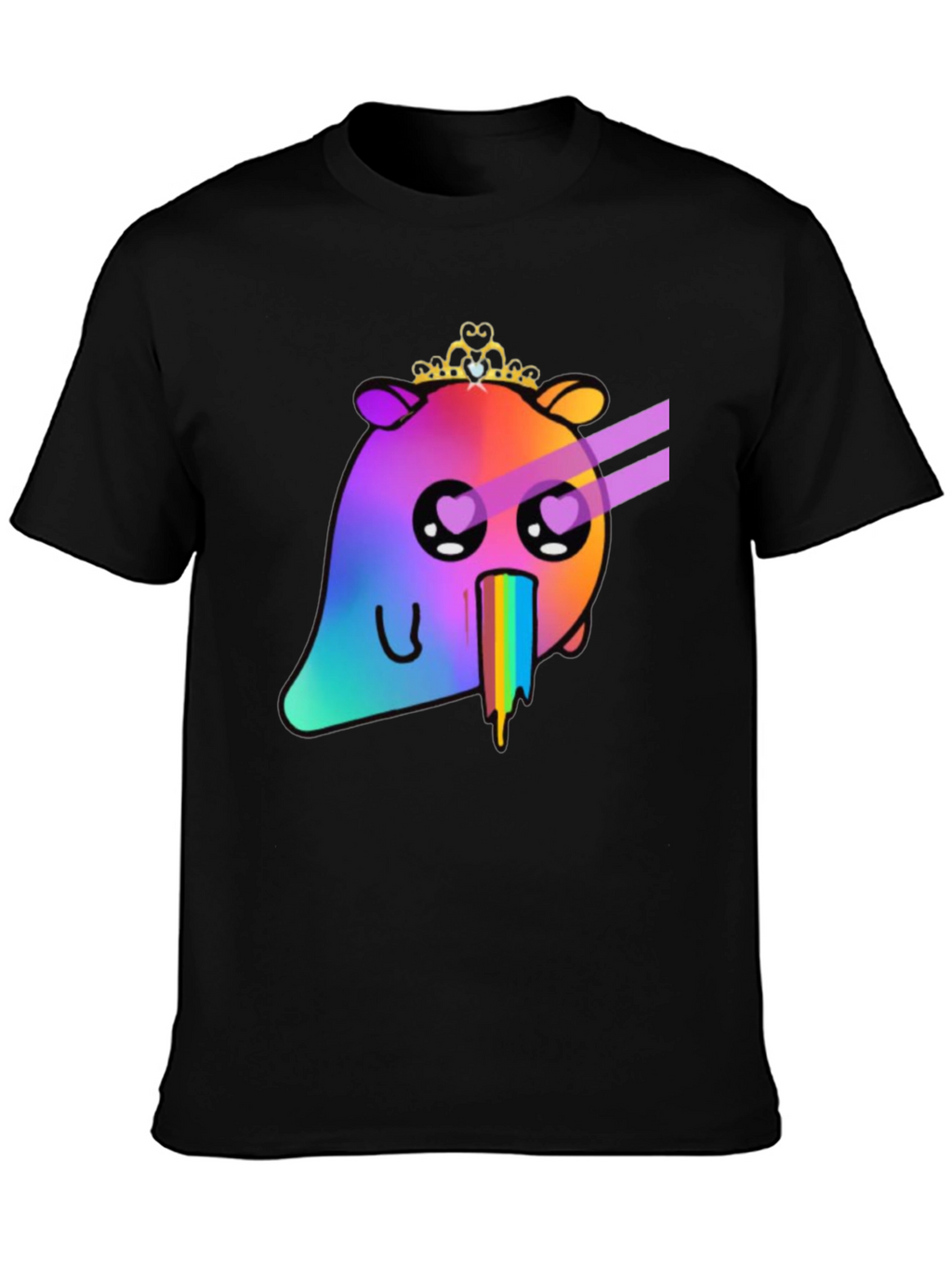 Rainbow Vomit Bear T-Shirt - Black