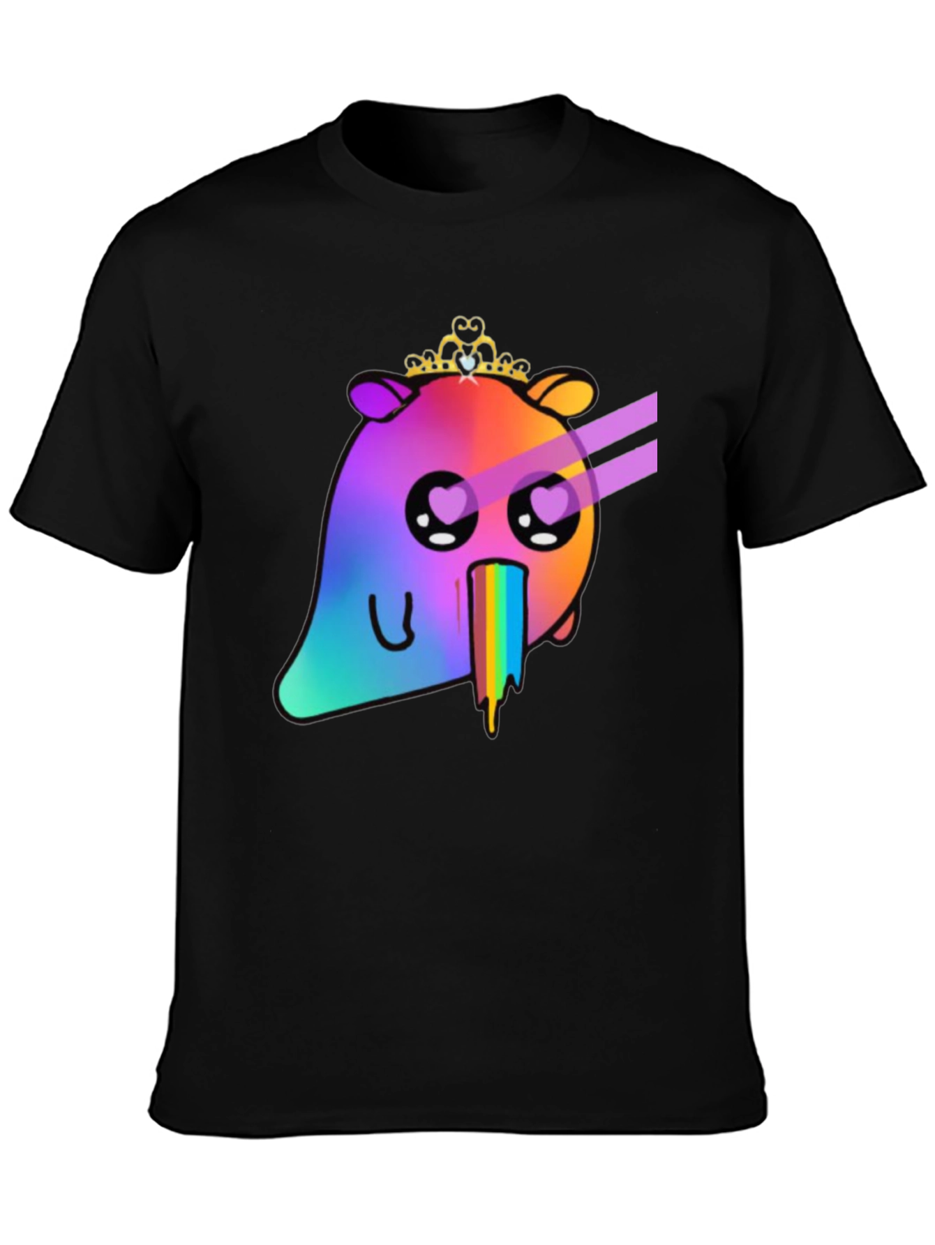 Rainbow Vomit Bear T-Shirt - Black