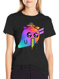 Rainbow Vomit Bear T-Shirt - Black