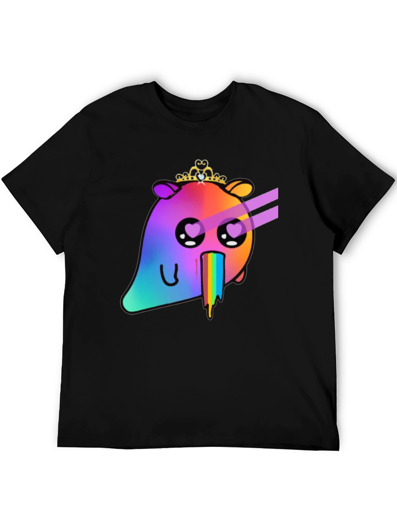 Rainbow Vomit Bear T-Shirt - Black