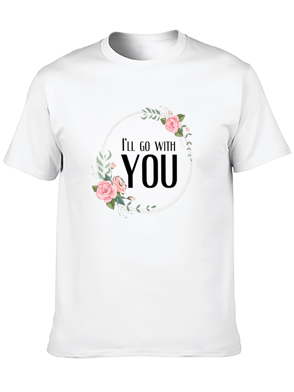 Floral Ill Go With You Graphic Black T-Shirt