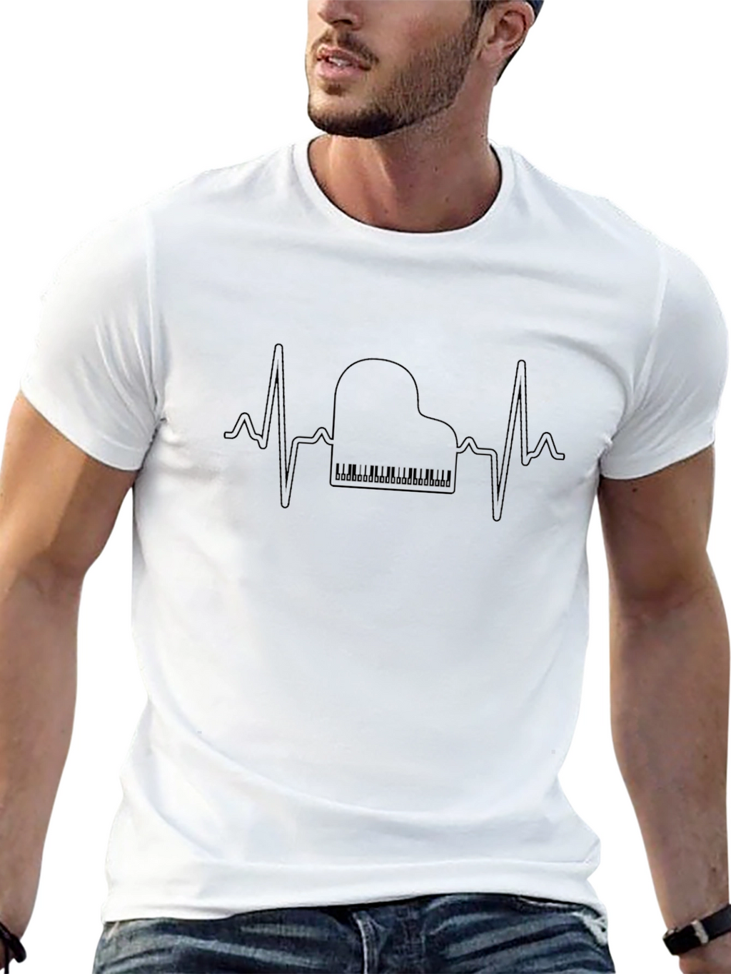 Piano Heartbeat Graphic Tee - Music Lover T-Shirt