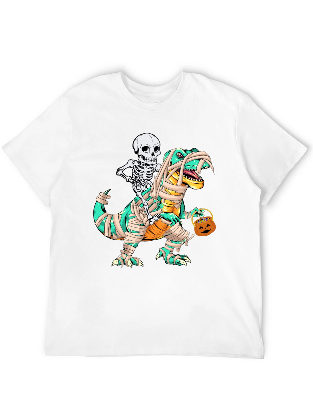 Skeleton Riding Mummy Dinosaur T-Shirt