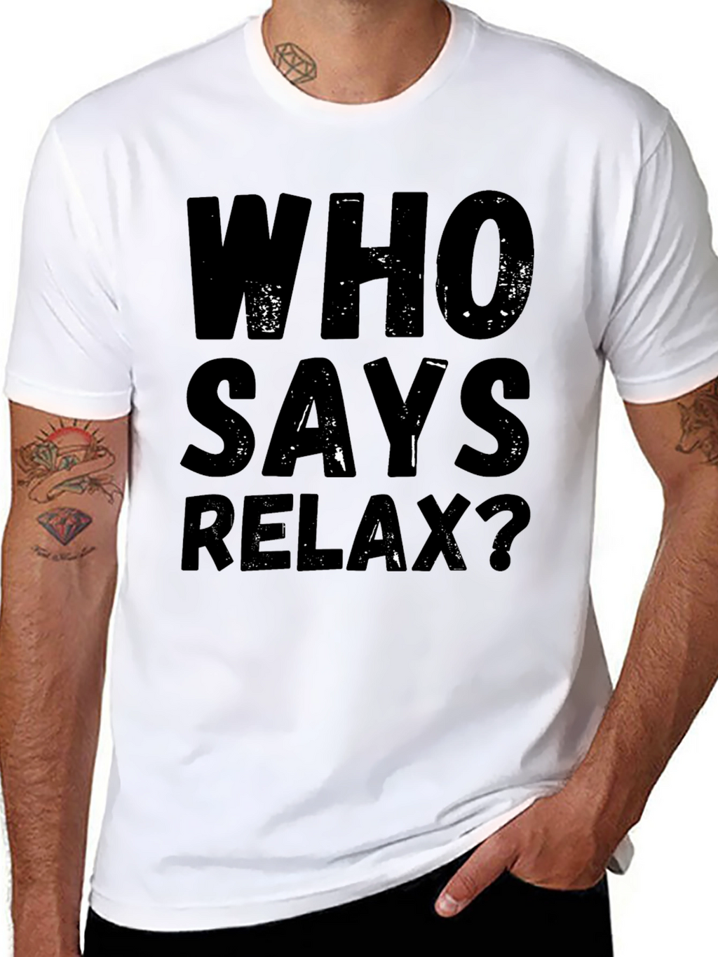 Who Says Relax? Graphic Tee - Black Casual T-Shirt