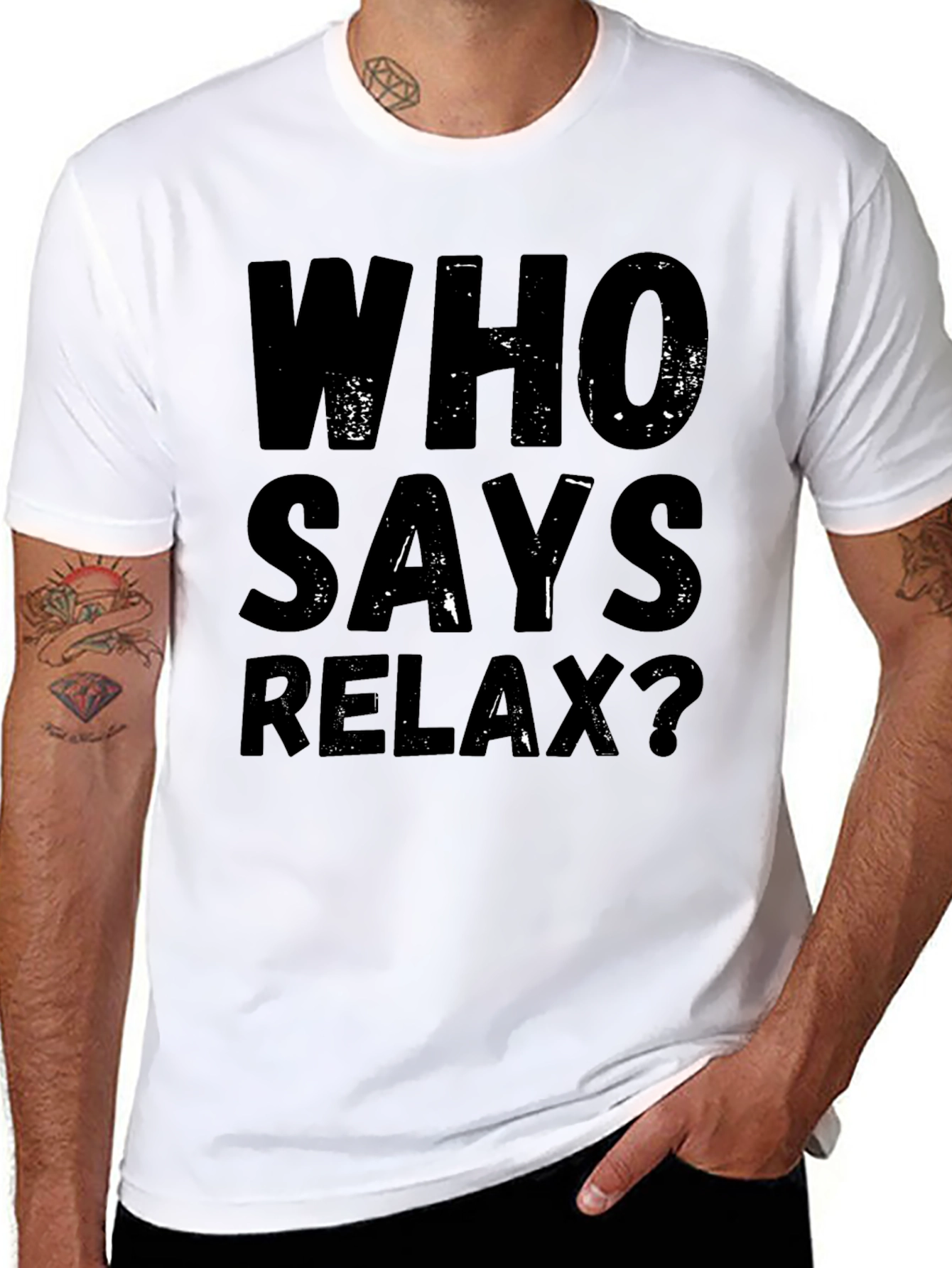 Who Says Relax? Graphic Tee - Black Casual T-Shirt