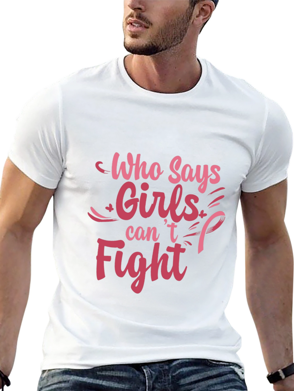 Girls Can Fight T-Shirt - Breast Cancer Awareness Tee