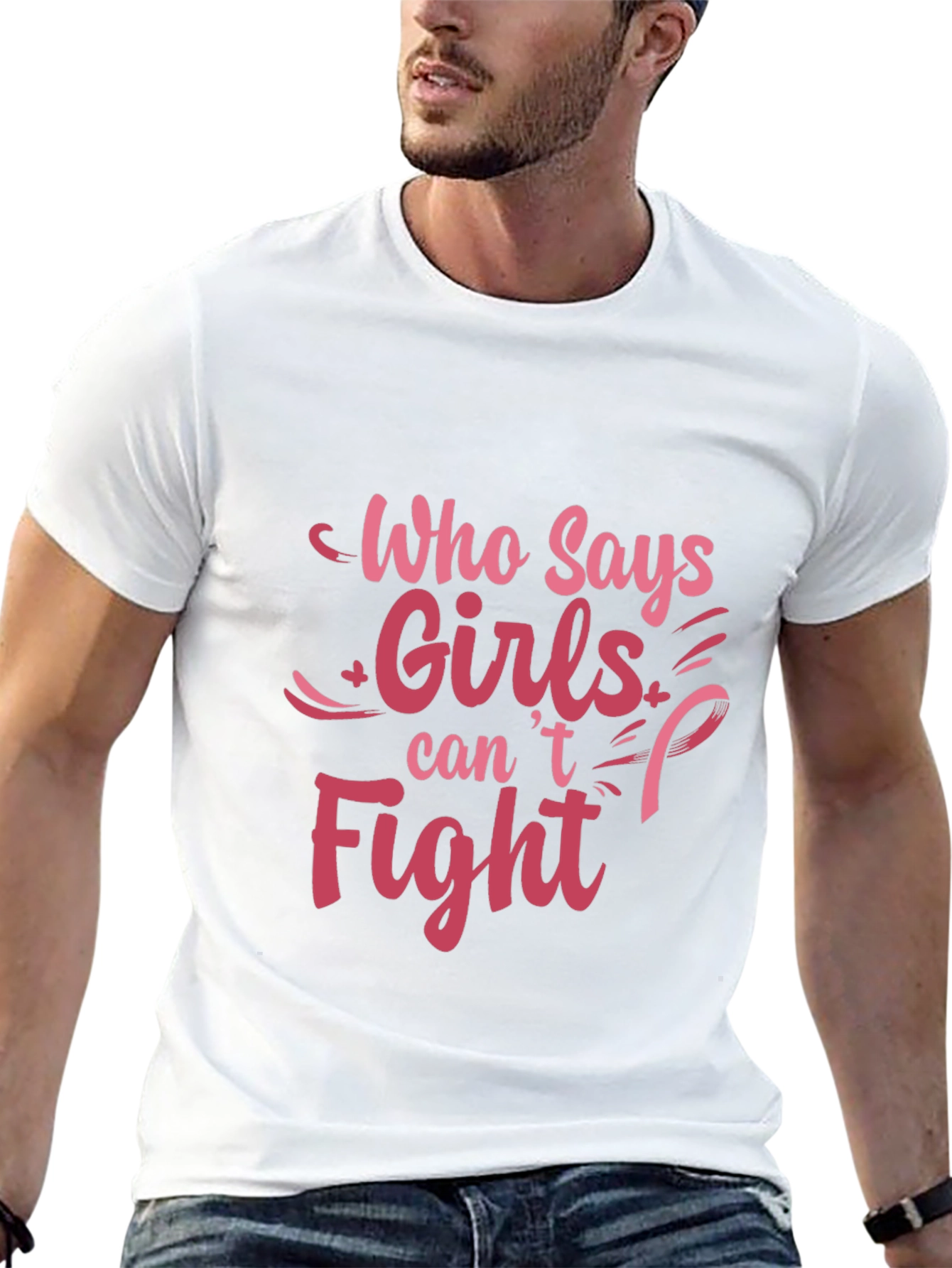 Girls Can Fight T-Shirt - Breast Cancer Awareness Tee