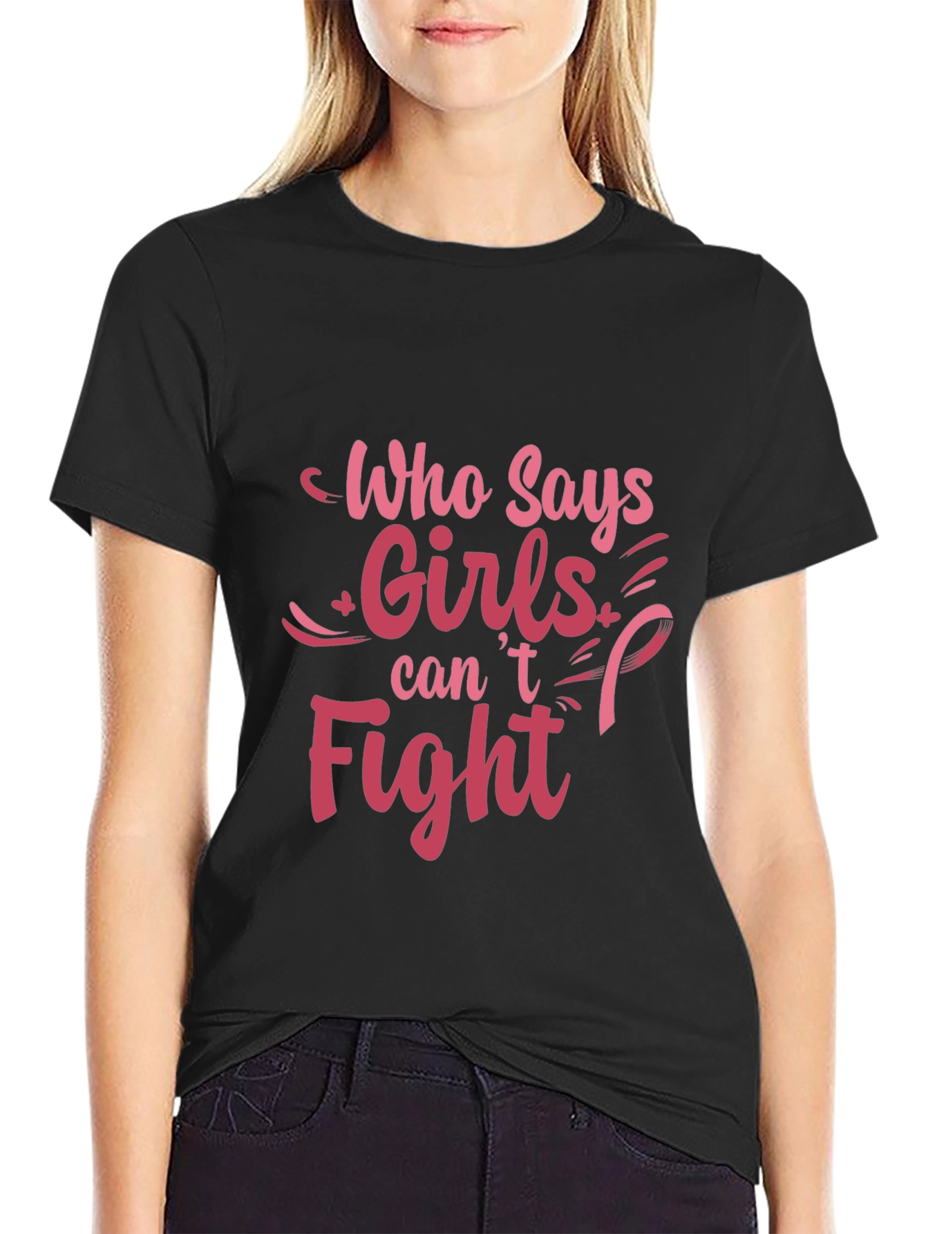 Girls Can Fight T-Shirt - Breast Cancer Awareness Tee