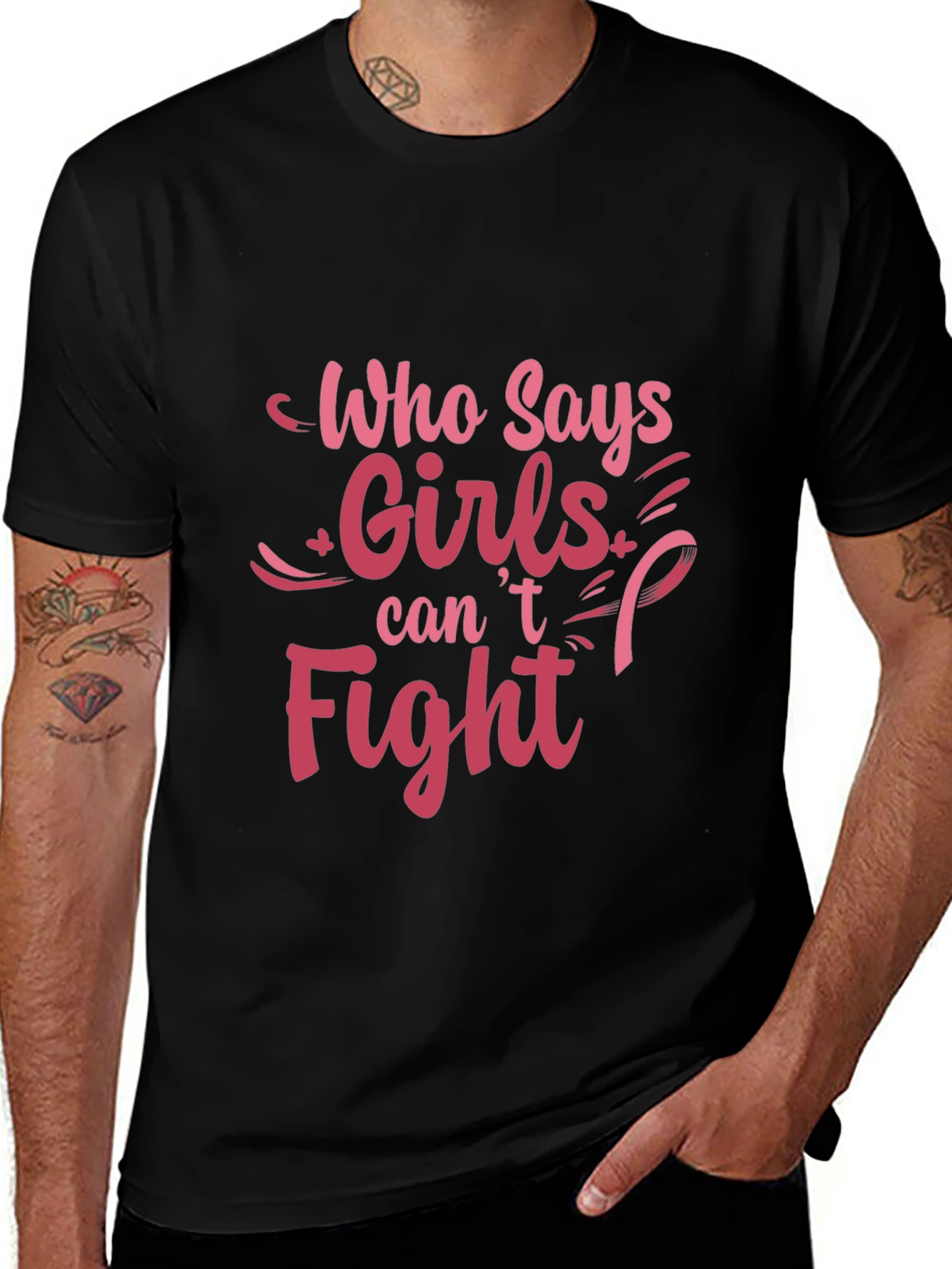 Girls Can Fight T-Shirt - Breast Cancer Awareness Tee