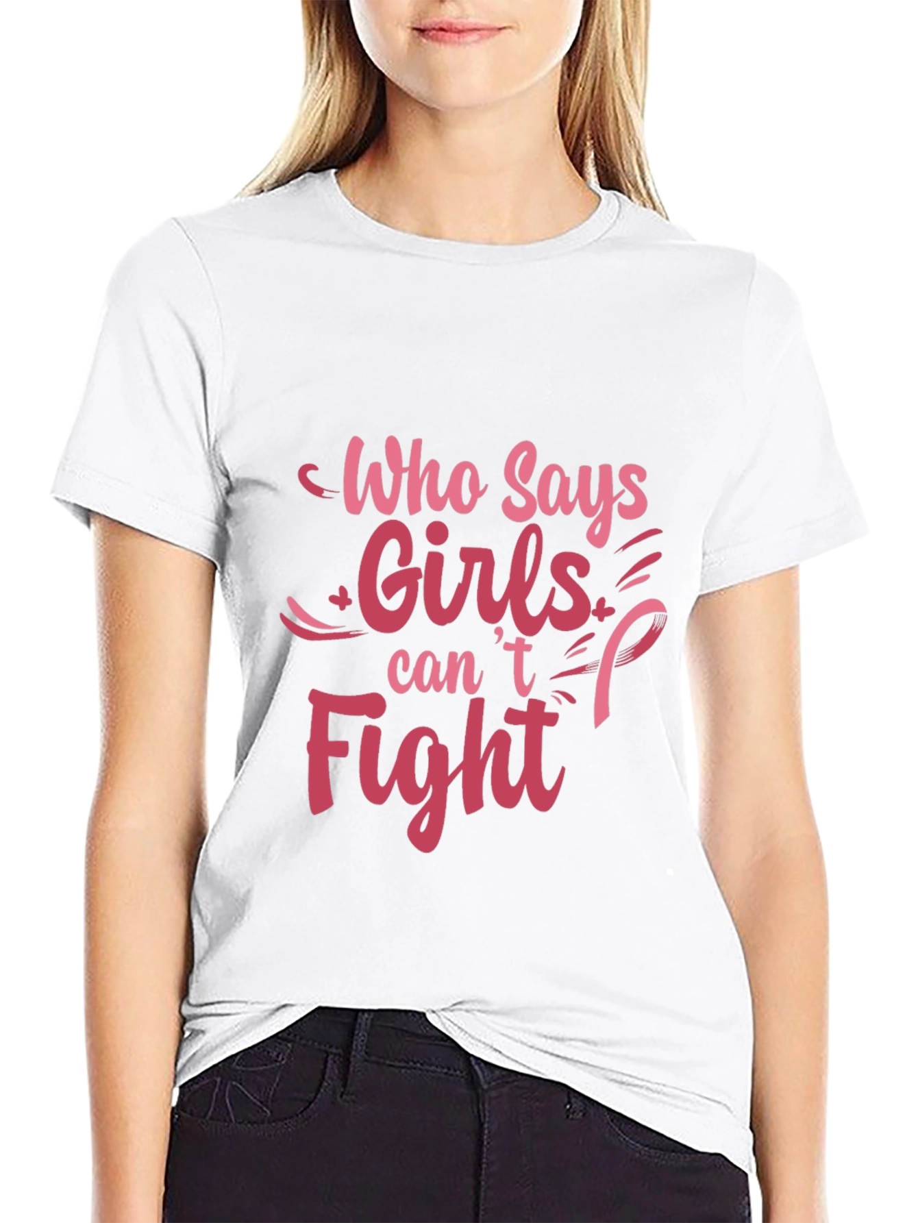 Girls Can Fight T-Shirt - Breast Cancer Awareness Tee