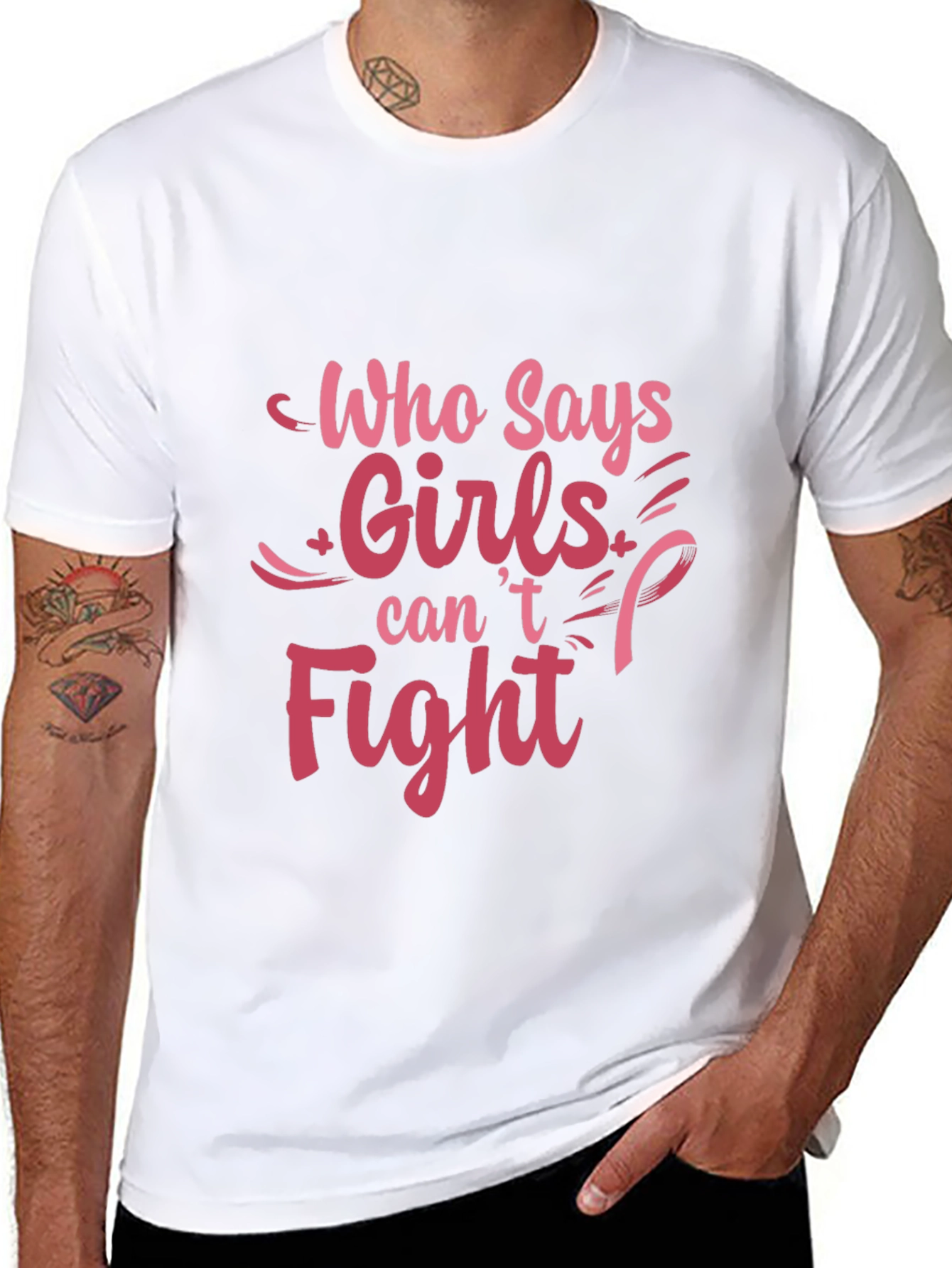 Girls Can Fight T-Shirt - Breast Cancer Awareness Tee