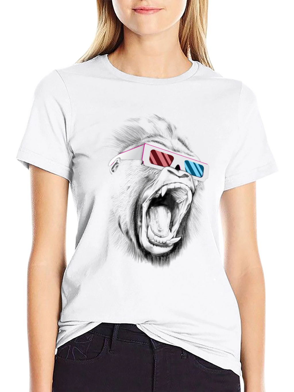 Cool Gorilla 3D Glasses Graphic T-Shirt