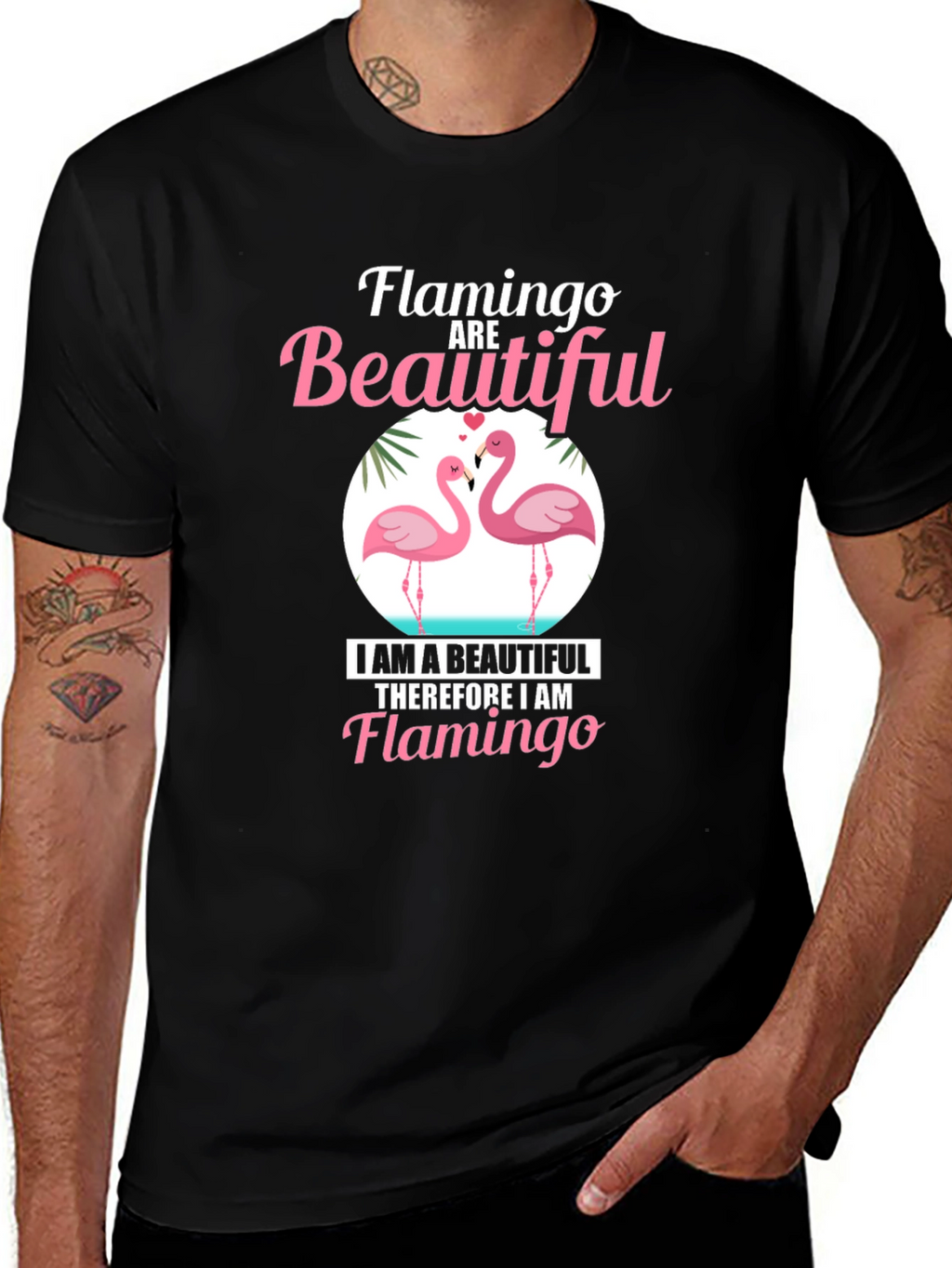 Flamingo Beautiful Black Graphic Tee