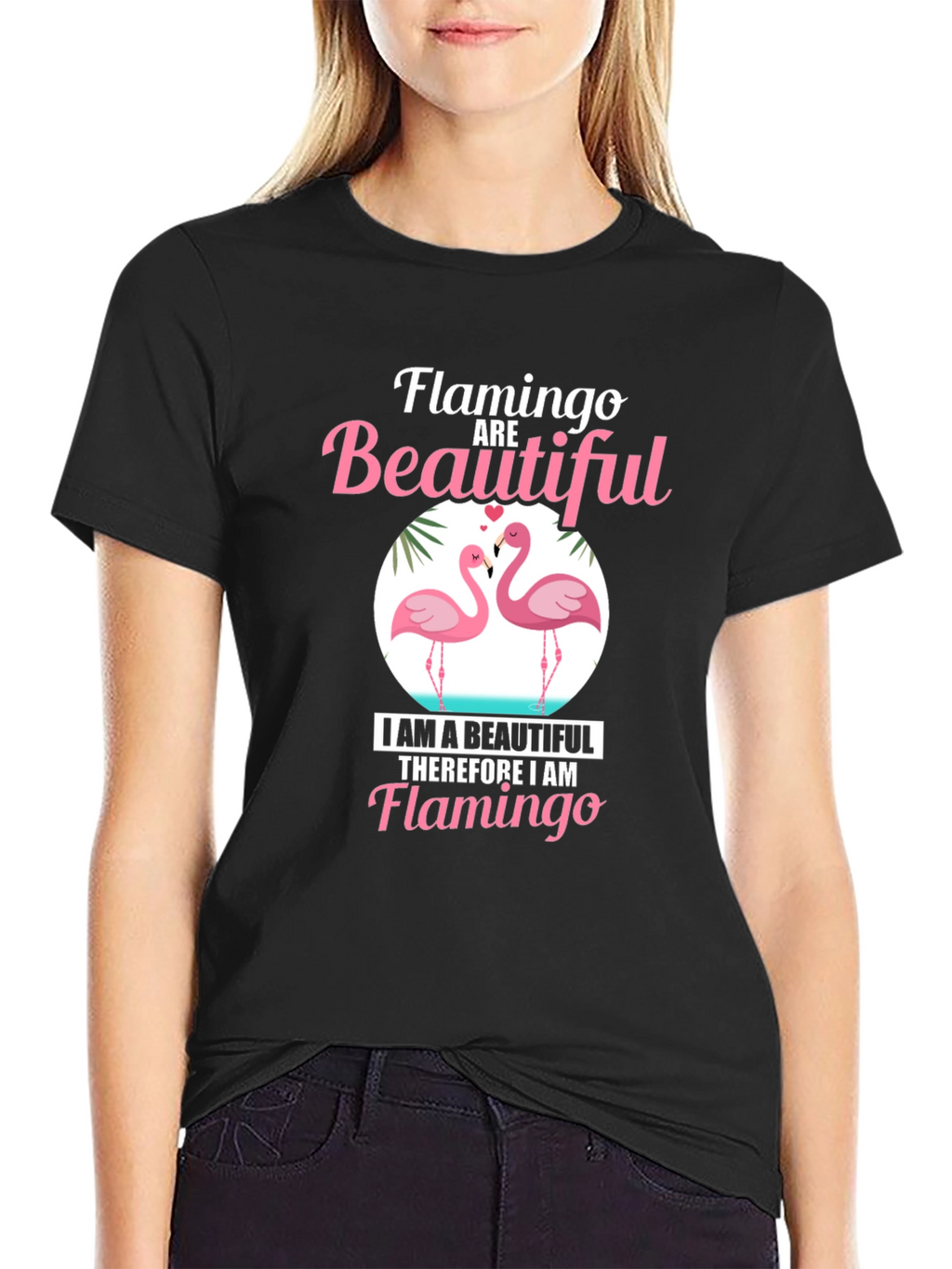Flamingo Beautiful Black Graphic Tee