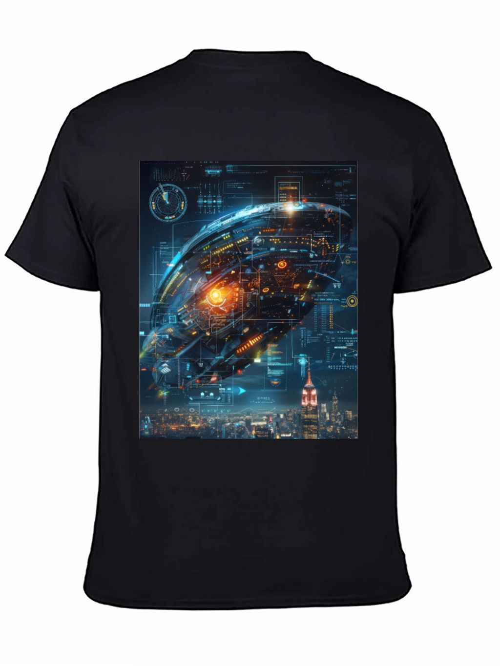 Sci-Fi Spaceship Over New York T-Shirt