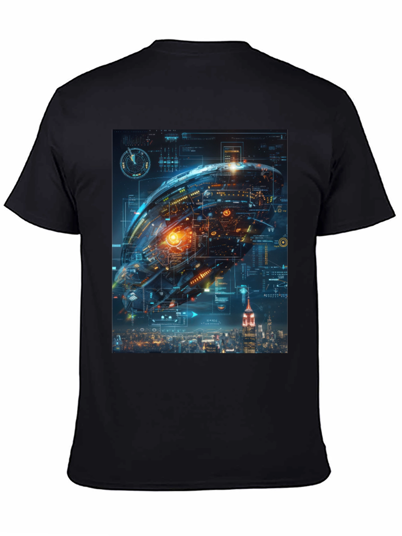 Sci-Fi Spaceship Over New York T-Shirt