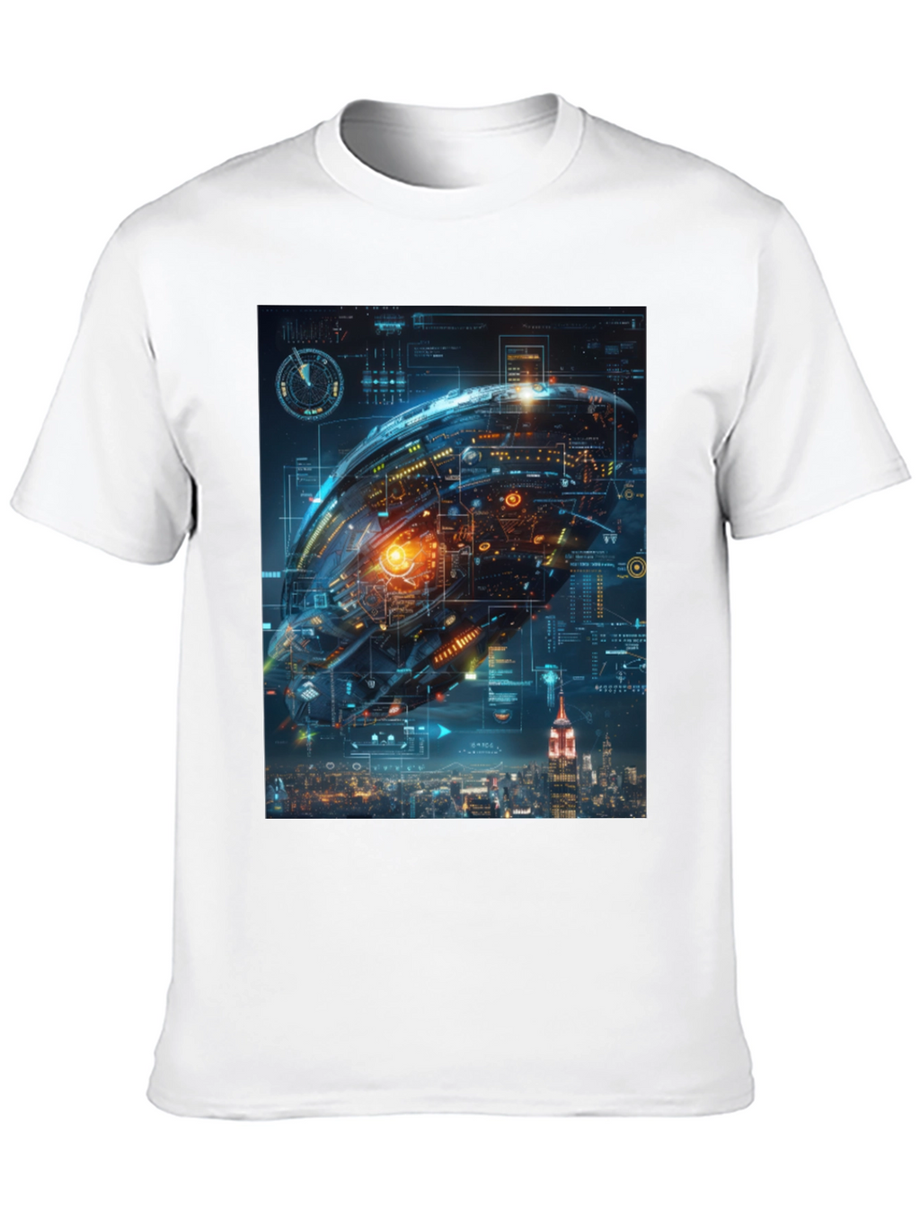 Sci-Fi Spaceship Over New York T-Shirt