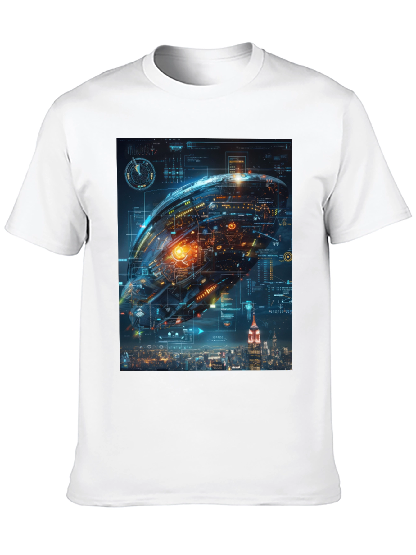 Sci-Fi Spaceship Over New York T-Shirt