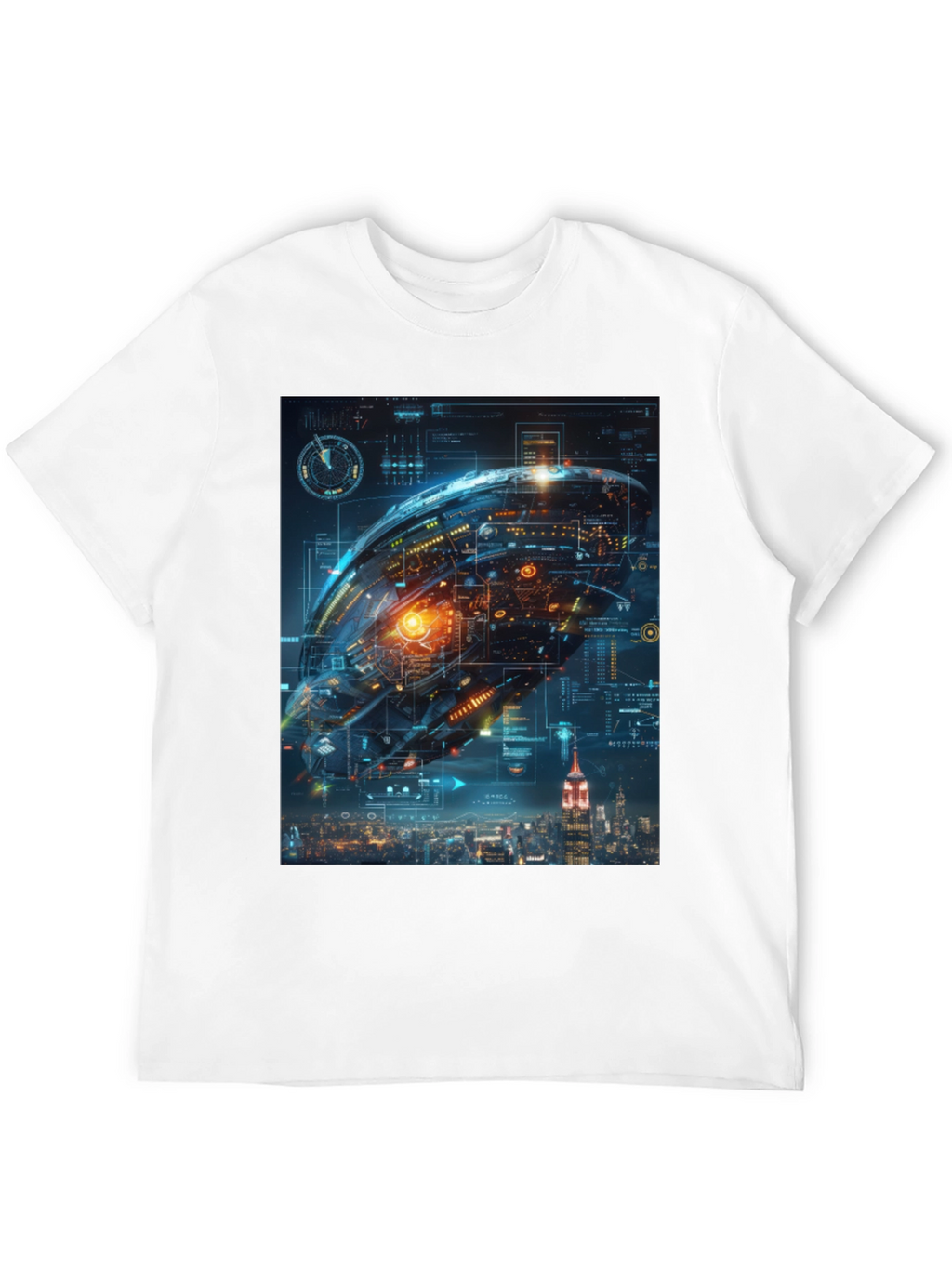 Sci-Fi Spaceship Over New York T-Shirt