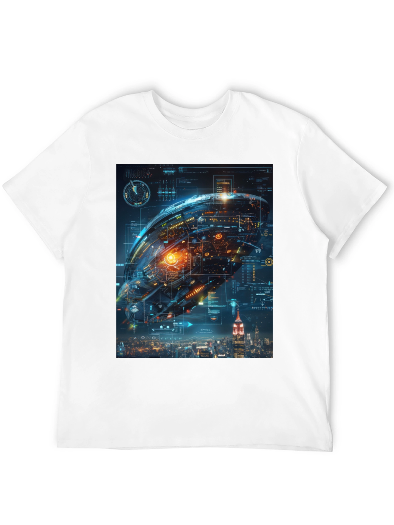 Sci-Fi Spaceship Over New York T-Shirt