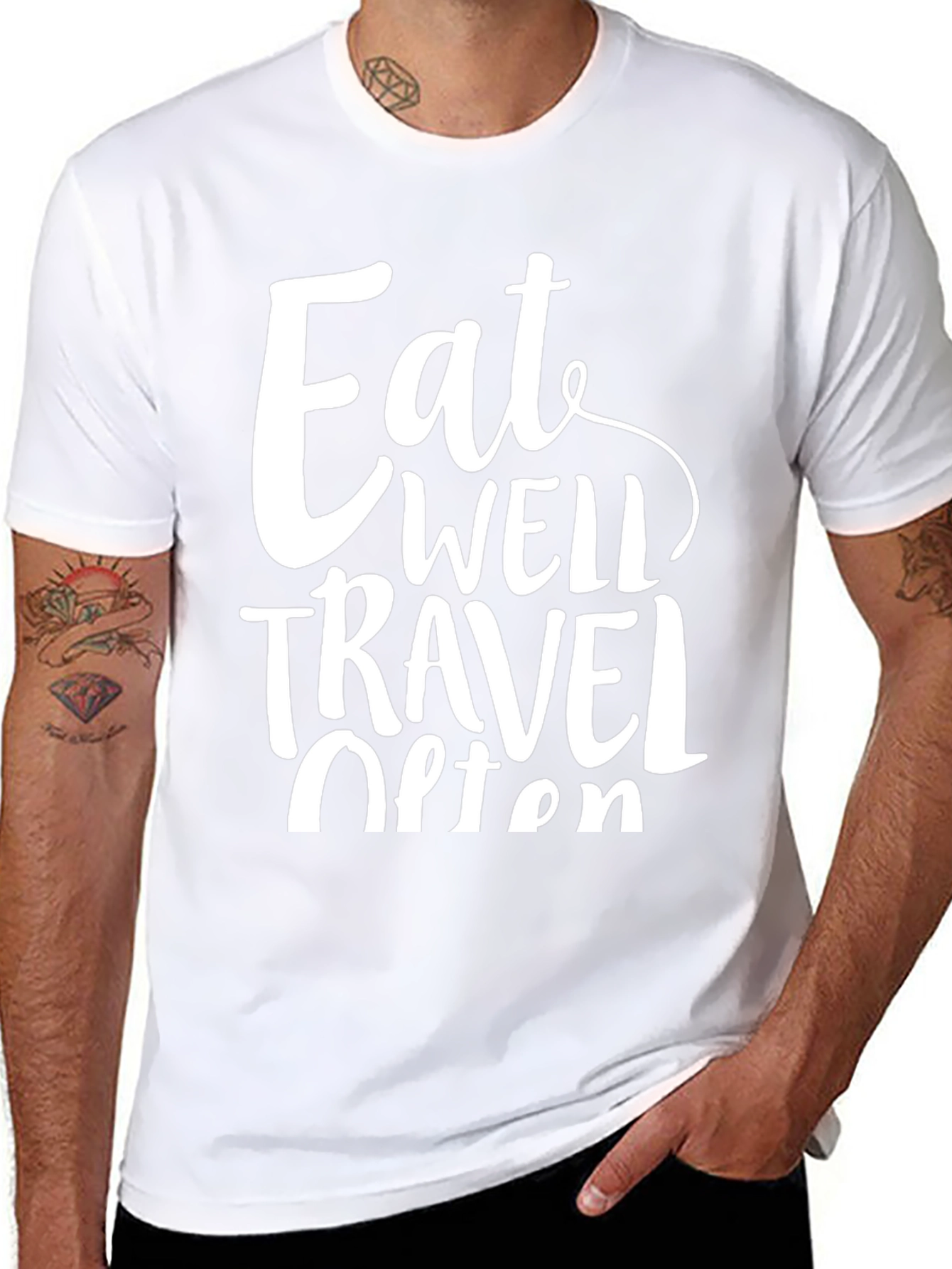 Eat Well Travel Often Black Graphic T-Shirt