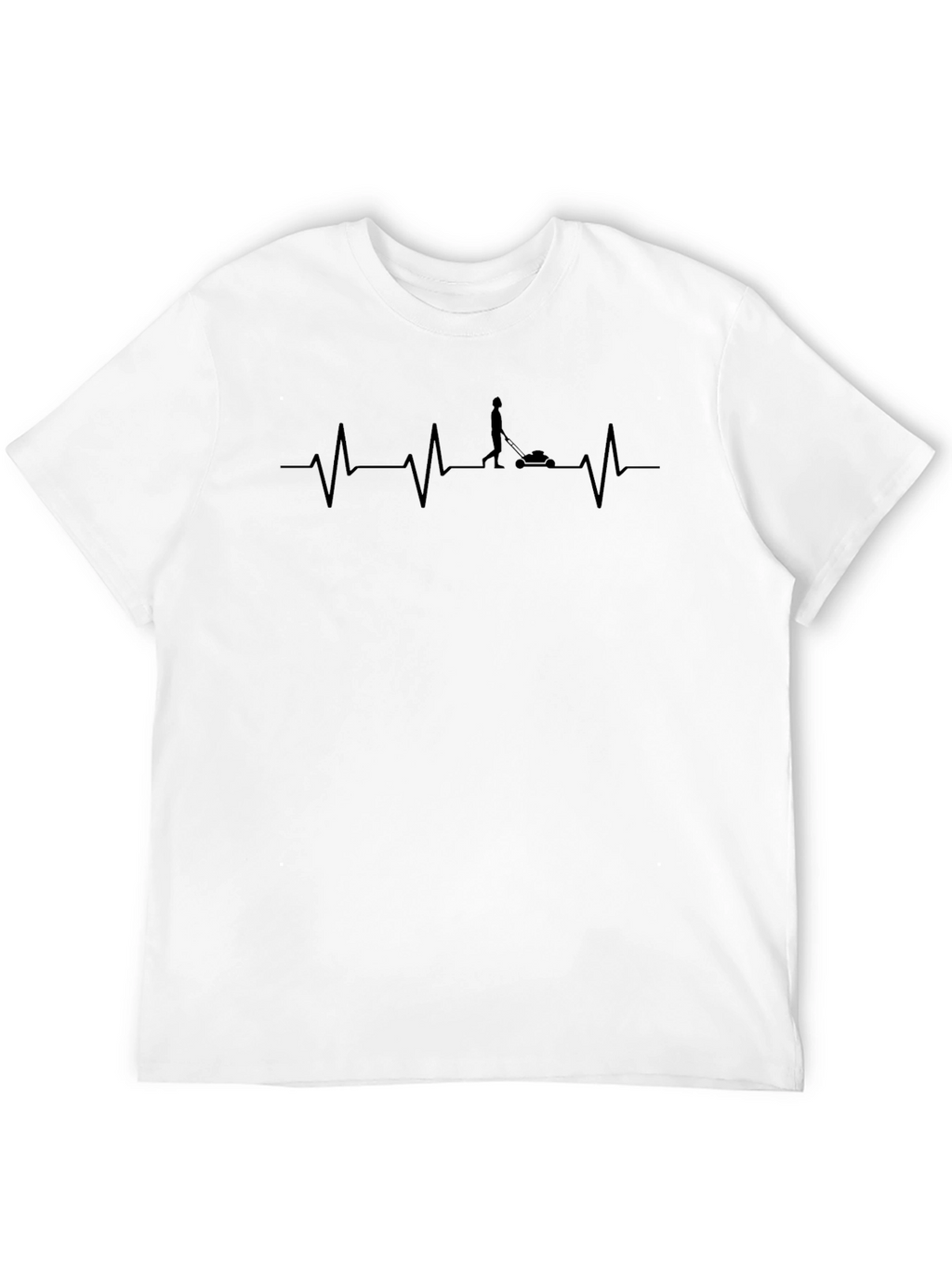 Lawn Mowing Heartbeat T-Shirt - Black