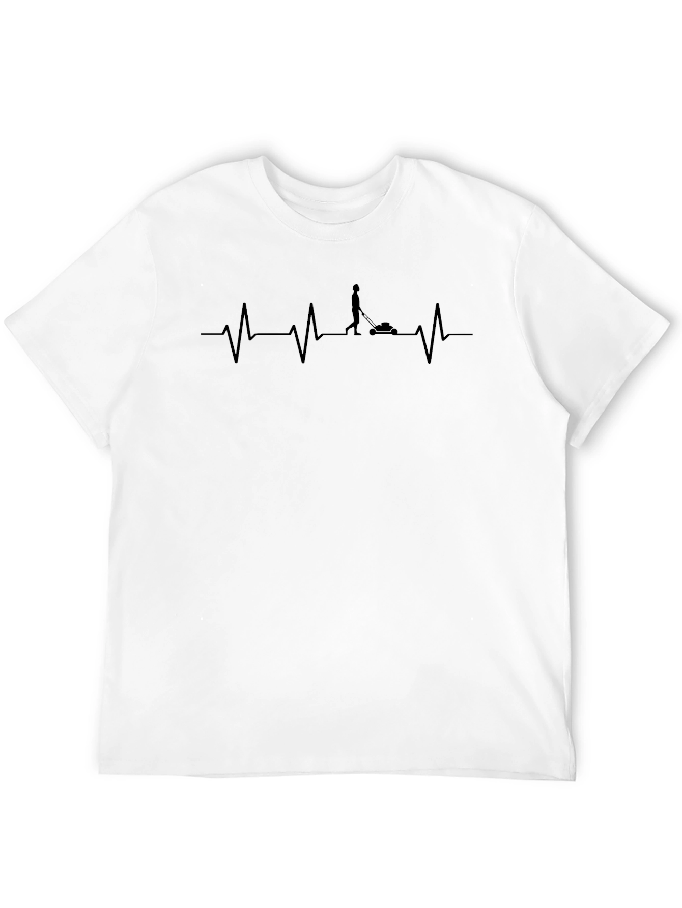 Lawn Mowing Heartbeat T-Shirt - Black