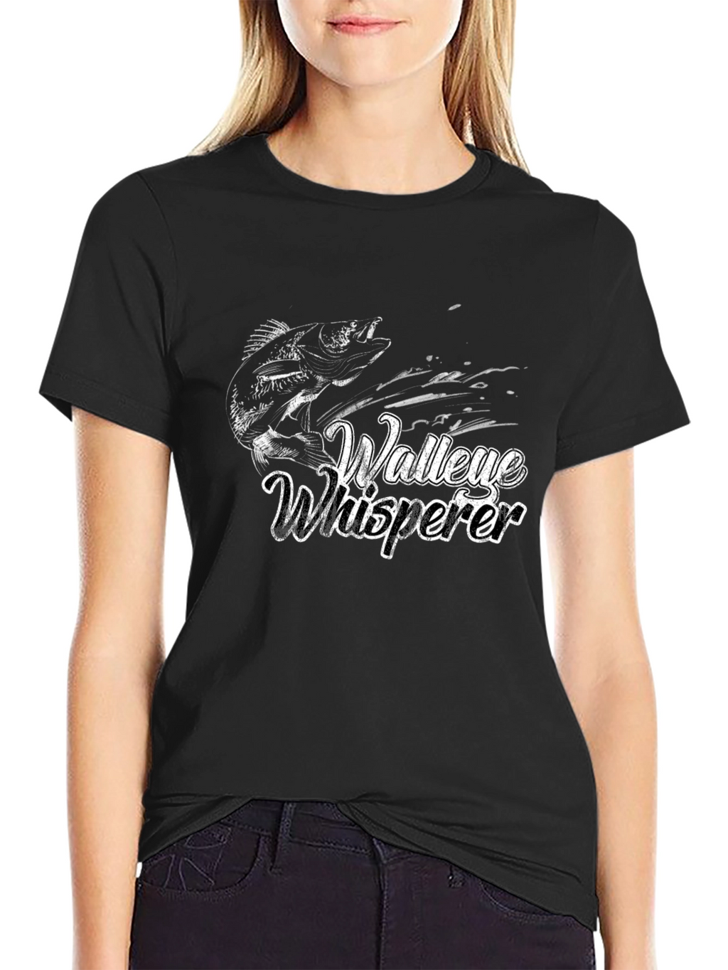 Walleye Whisperer Black Graphic T-Shirt