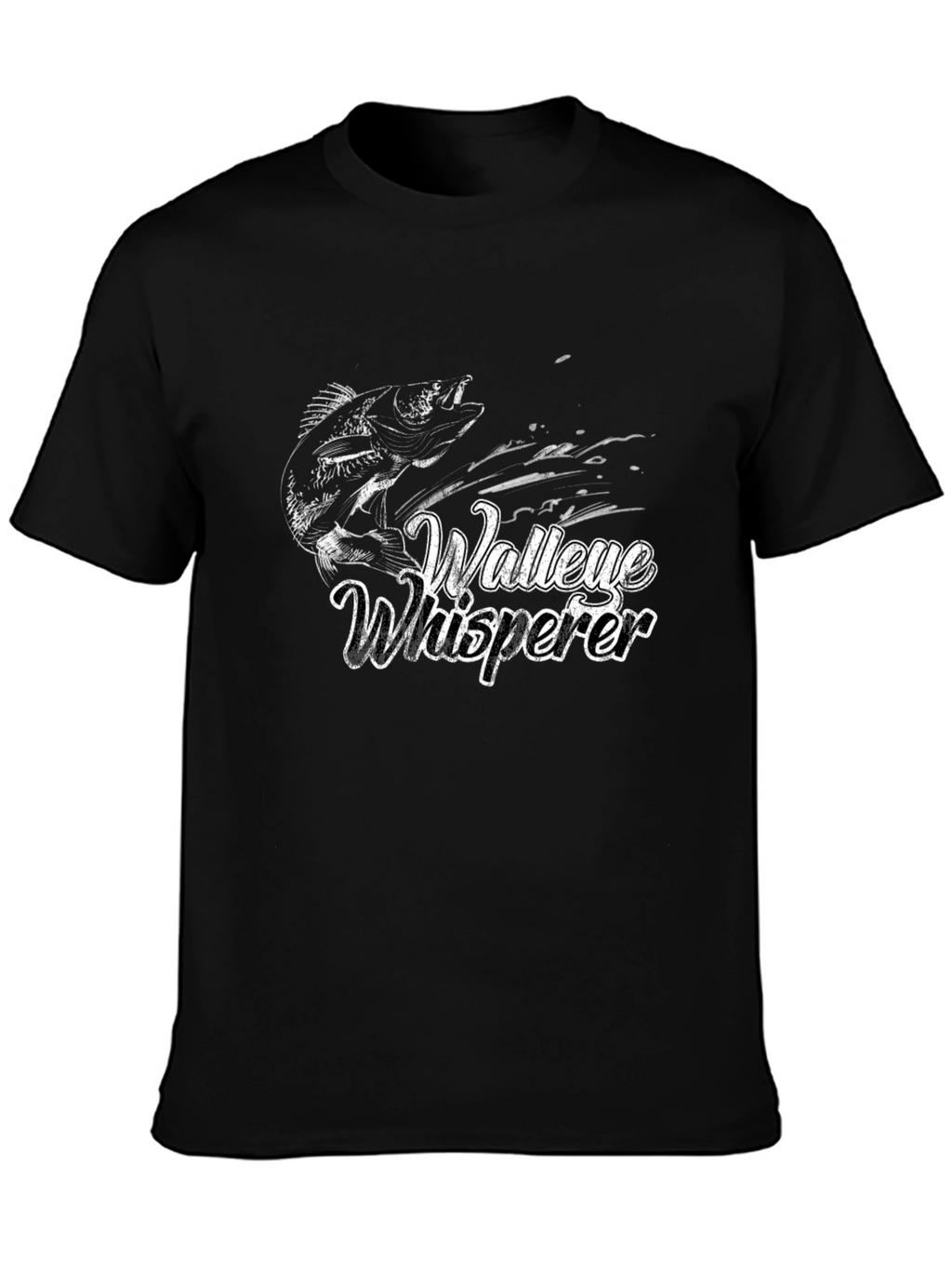 Walleye Whisperer Black Graphic T-Shirt