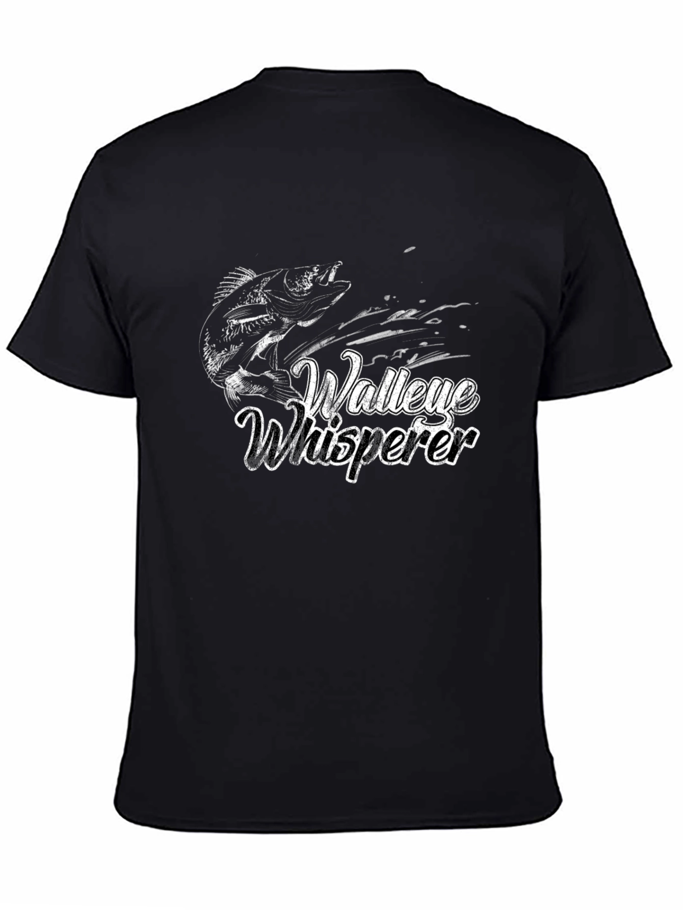 Walleye Whisperer Black Graphic T-Shirt