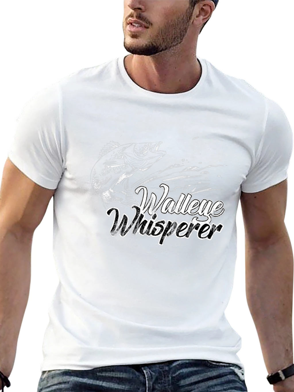 Walleye Whisperer Black Graphic T-Shirt