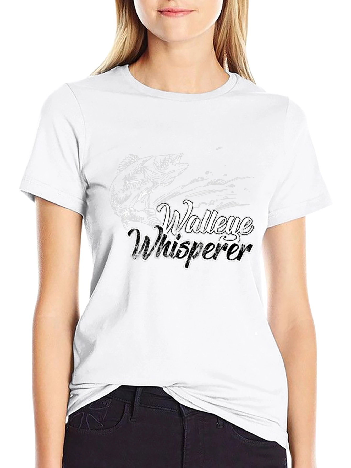 Walleye Whisperer Black Graphic T-Shirt