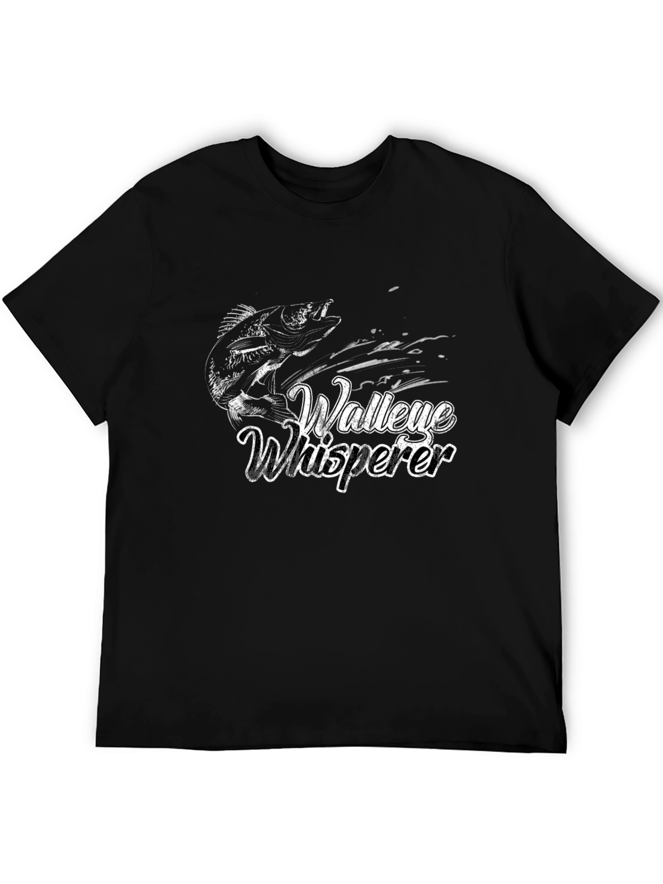 Walleye Whisperer Black Graphic T-Shirt