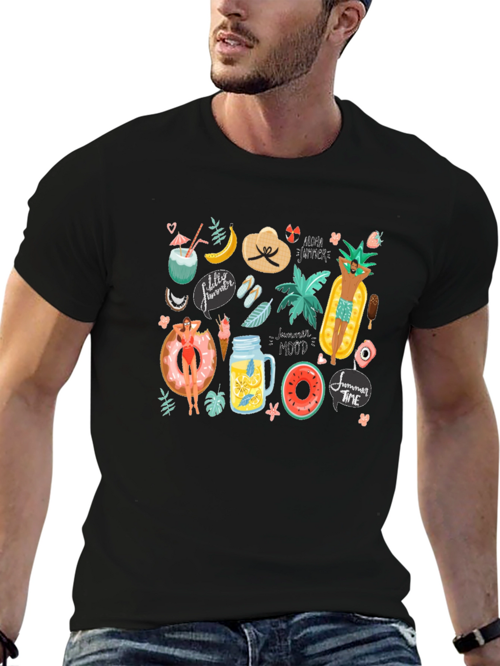 Summer Vibes Graphic T-Shirt - Black
