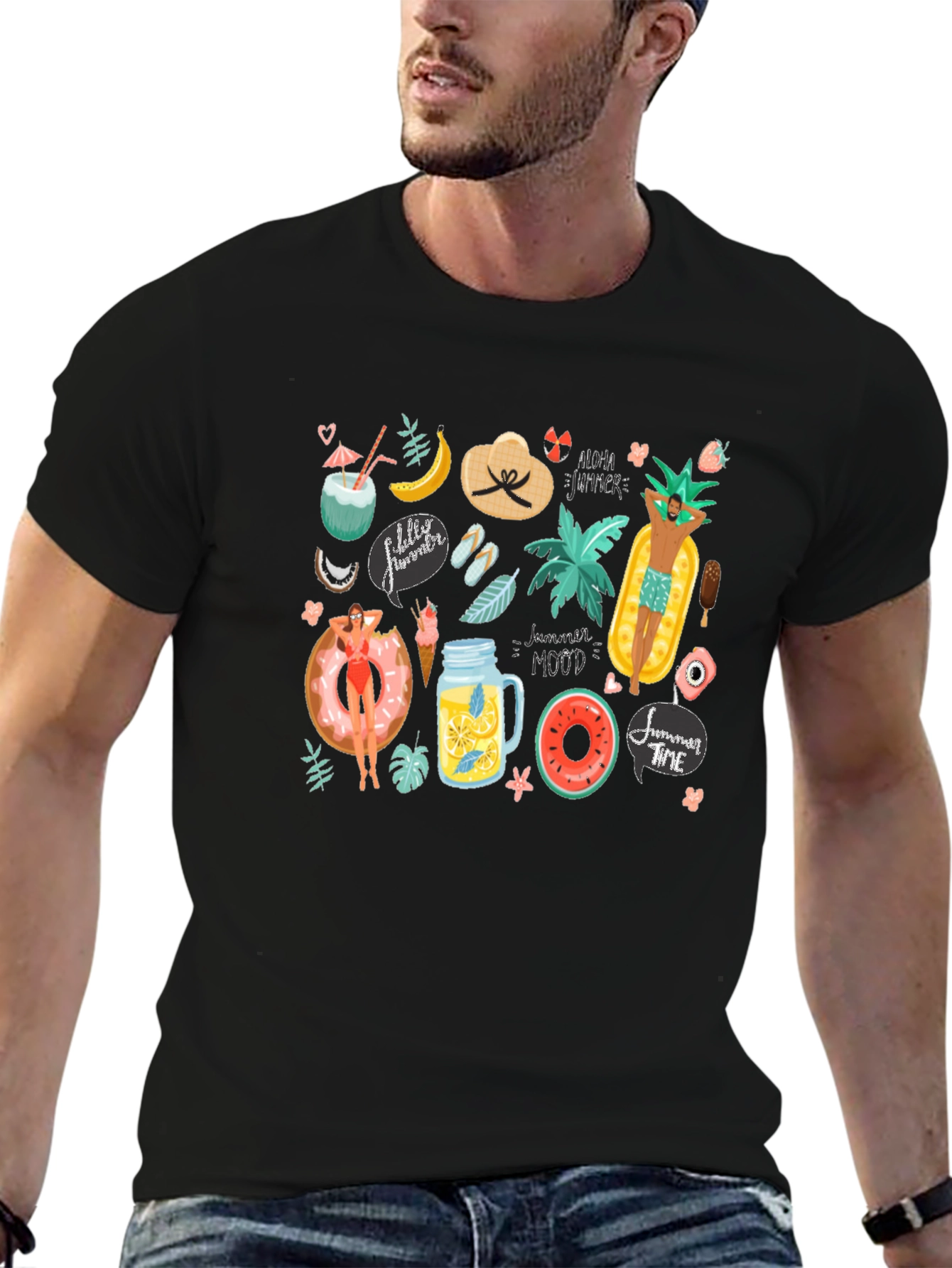Summer Vibes Graphic T-Shirt - Black
