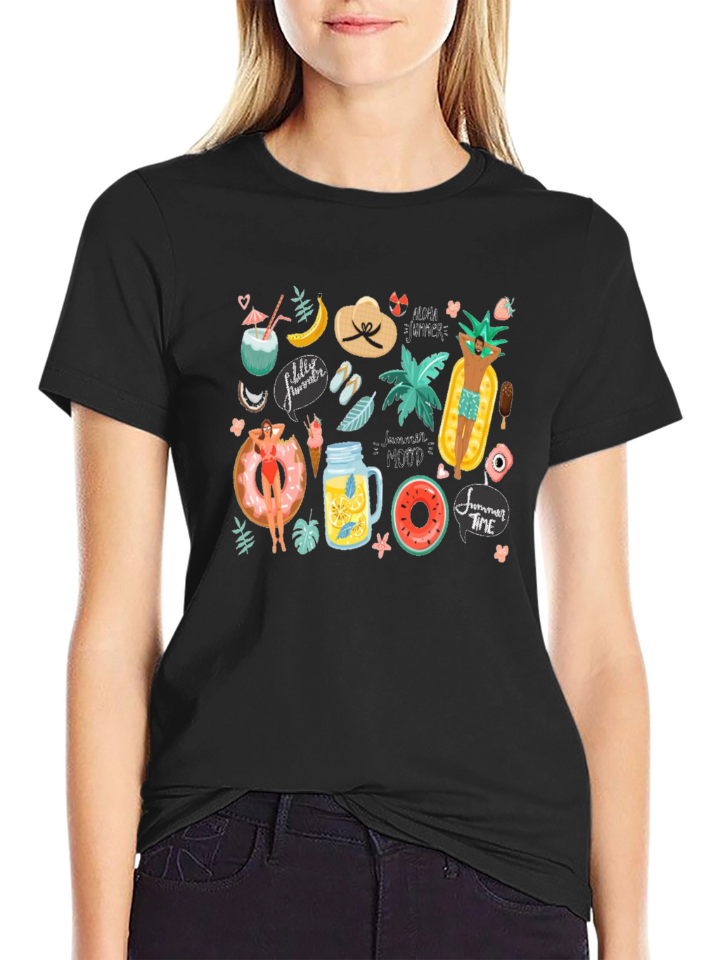 Summer Vibes Graphic T-Shirt - Black